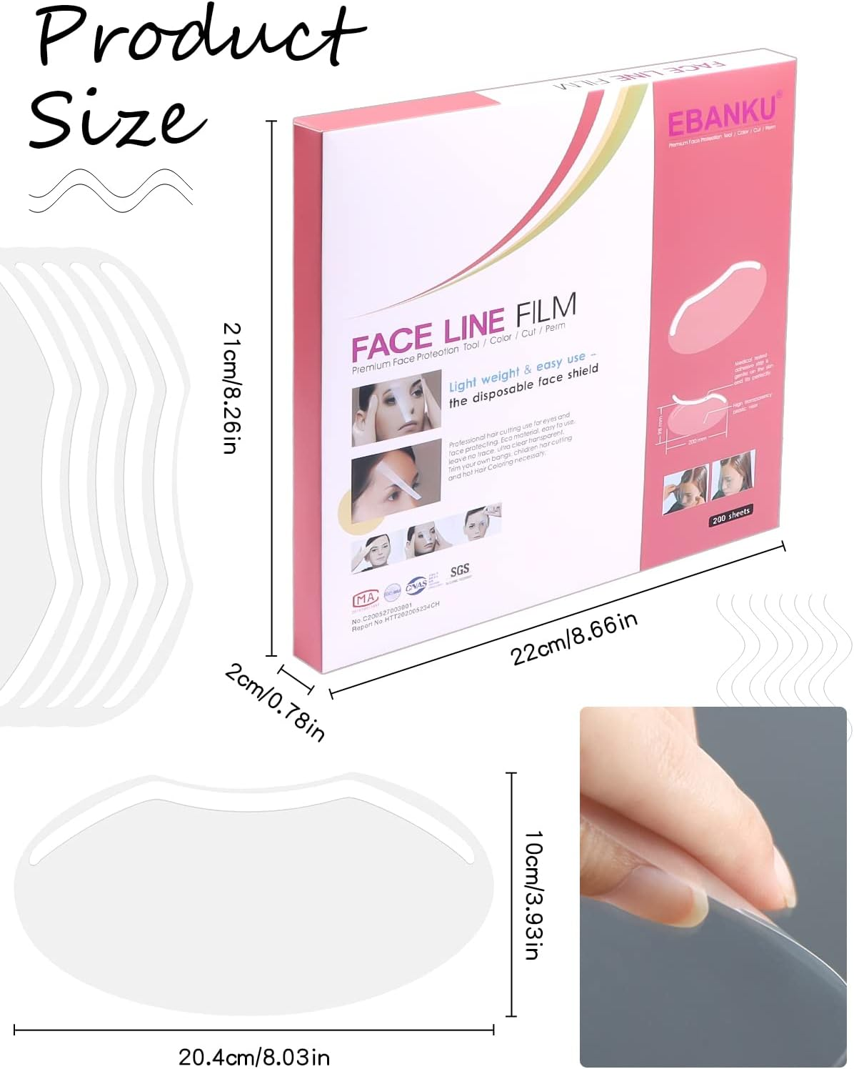 EBANKU 200 PCS Microblading Permanent Makeup Shower Face Shields Visors, Disposable Face Shields Masks for Hairspray Salon Supplies and Eyelash Extensions Eye Eyelid Surgery Aftercare