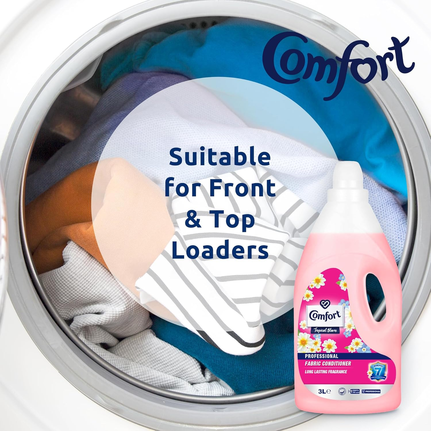 Comfort Fabric Conditioner 3L Floral - Long Lasting Fragrance, Odour Defence & Fibre Care | Laundry Softener for Front & Top Load Machines, 120 Washes image number 2