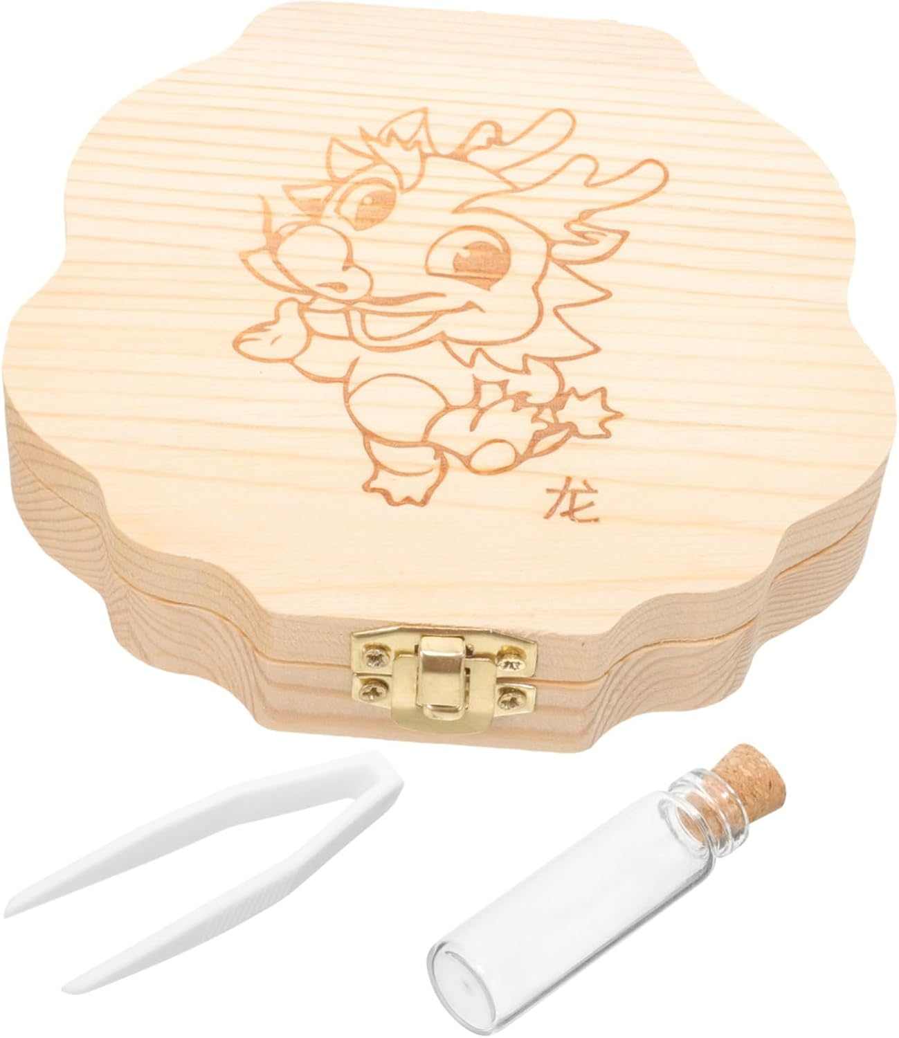 GARVALON Wooden Boys and Girls Deciduous Teeth Storage Girl Educational Toys Denture Container Teething Tooth Fairy Keepsake Box image number 2