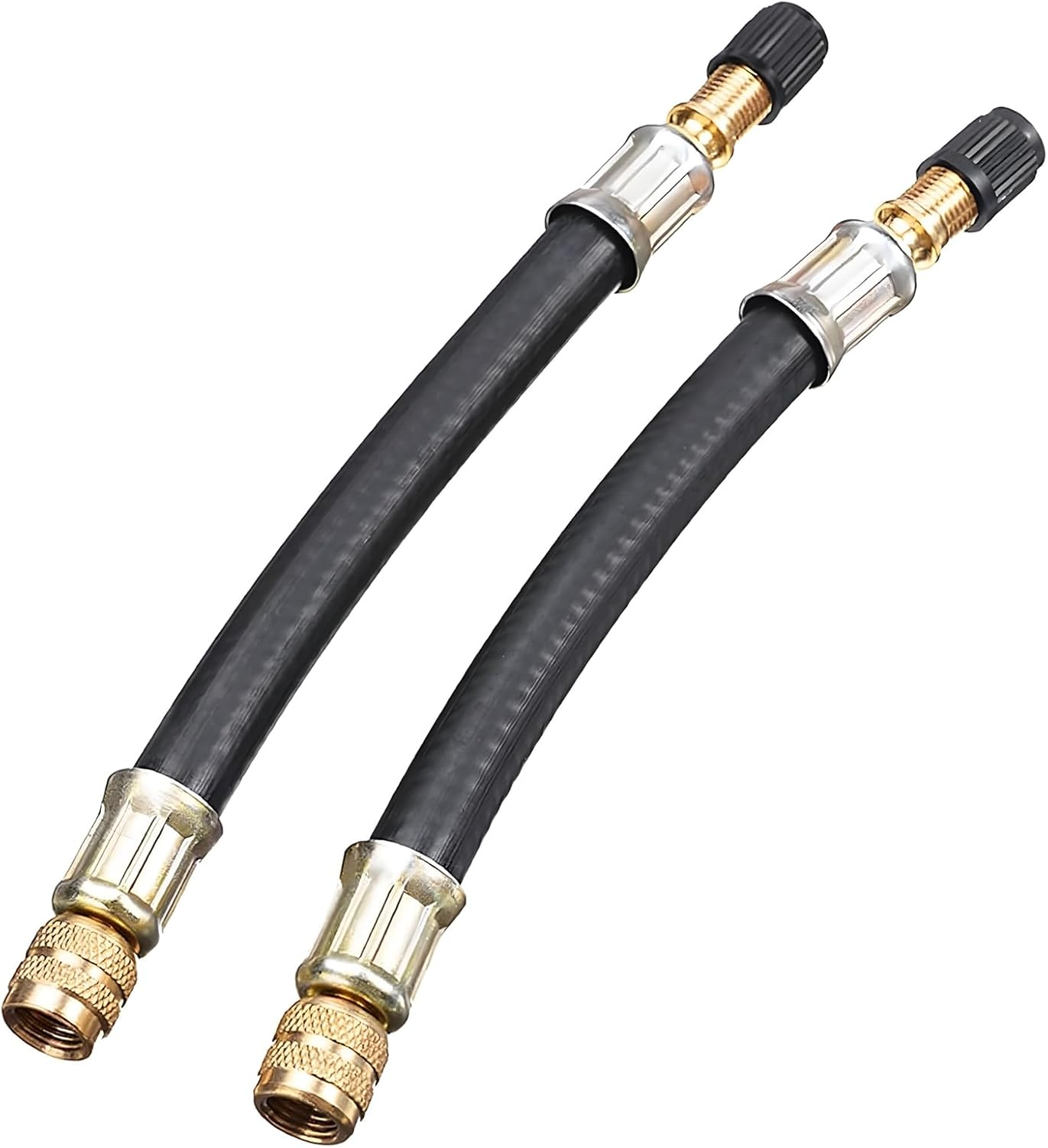 2 Pieces Tire Valve Extension Adapter, 160Mm Flexible Rubber Tyre Valve Extension Hose with Valve Cap, Tire Repair Tool for Car, RV, Motorcycle, Truck and MTB Road Bike image number 2