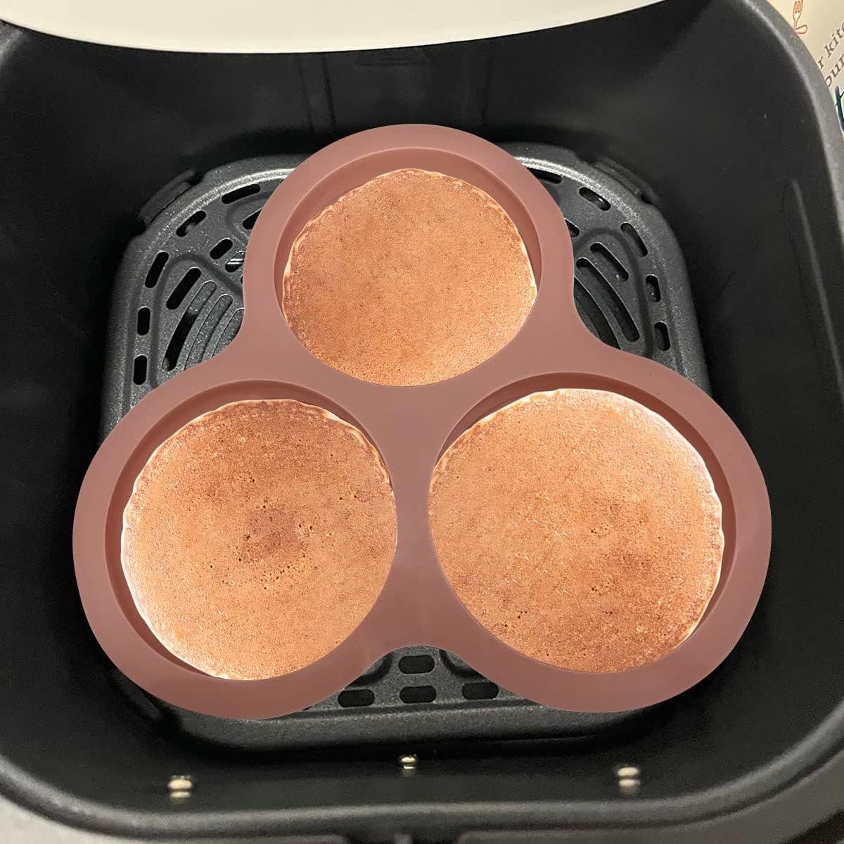 KVZVK Reusable Egg Pan for Air Fryer - 3 Cavity Non-Stick Baking Pan, Hamburger Bun Mold, Accessory image number 2