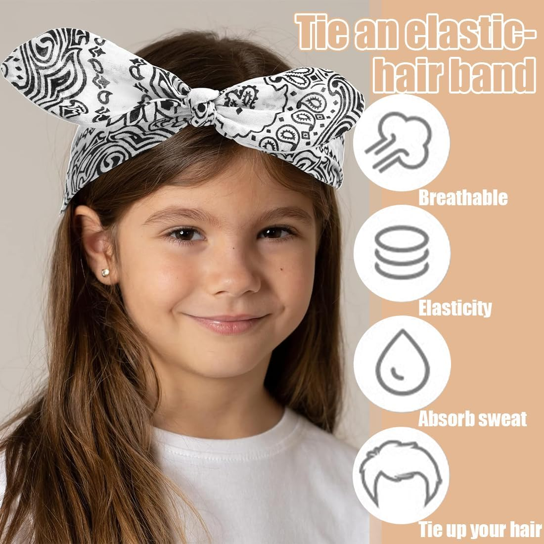 Pack of 3 Wide Headband Paisley Women'S Bow Hair Band Rockabilly Headband, Boho Headband Print Hair Accessories for Everyday Yoga Sports Fitness image number 5