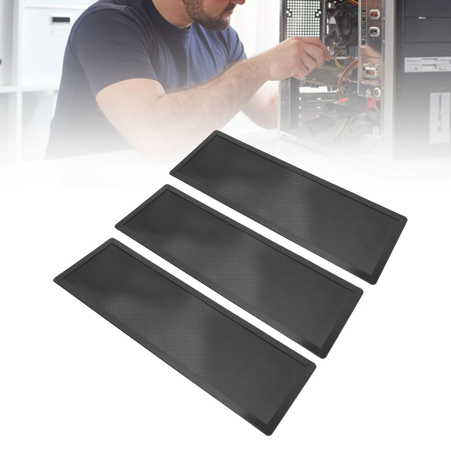 DIY PC Case Dust Mesh Filter, 10PCS PVC Dustproof Mesh Filter Cover with Magnetic Design, Computer Cooler Fan Dust Filter for Computer PC Case