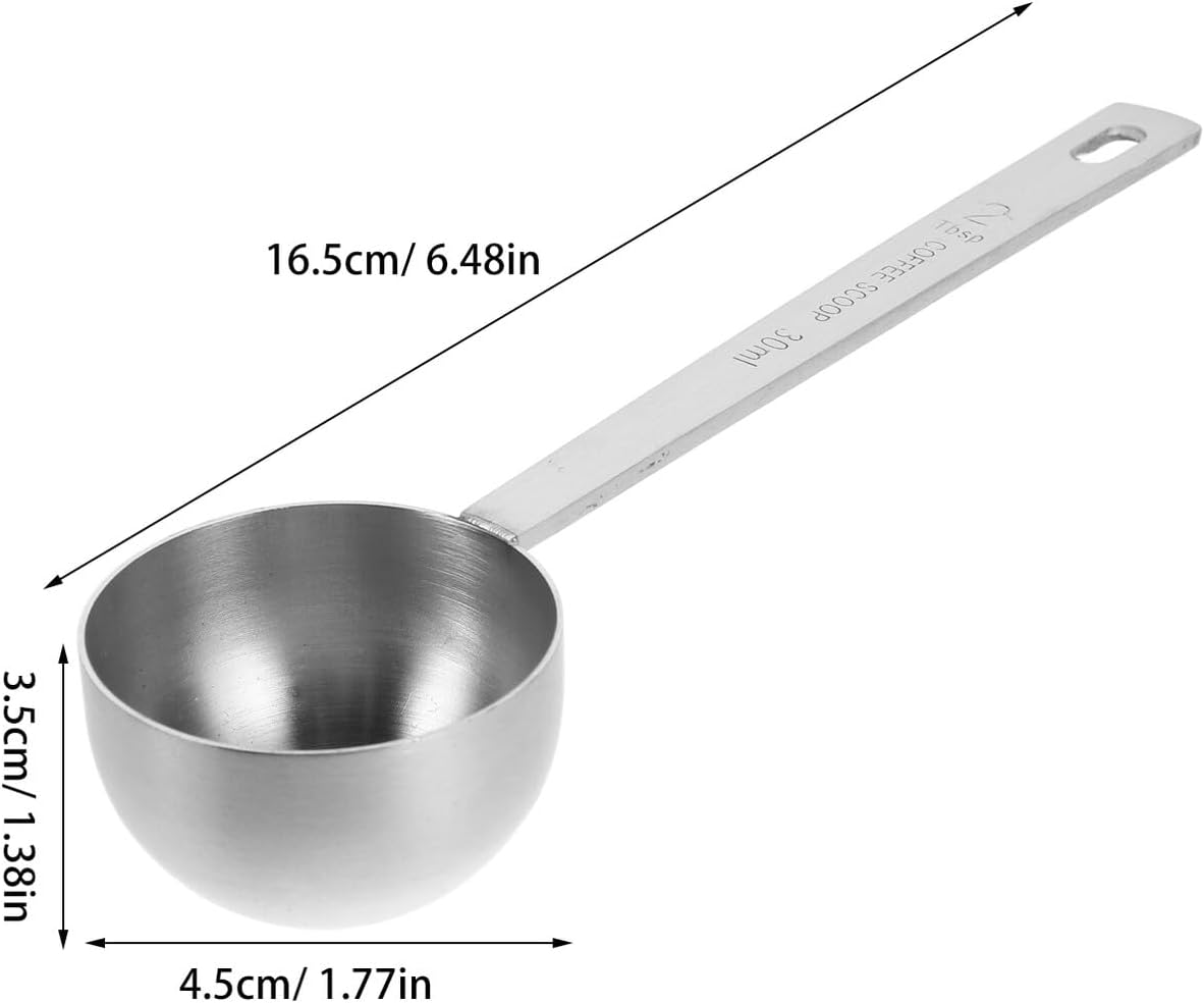 JECOMPRIS 2Pcs 304 Stainless Steel Coffee Beans Measuring Scoop 30Ml Silver Scale for Baking, Tea, Milk Powder, and Spice Use in Home Kitchen image number 6