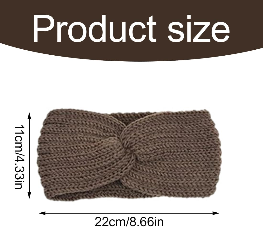 3 Pieces Knitted Headband Winter Women Winter Hair Bands for Women Knitted Hair Bands Winter Crochet Head Wrap Beige Black Khaki image number 2