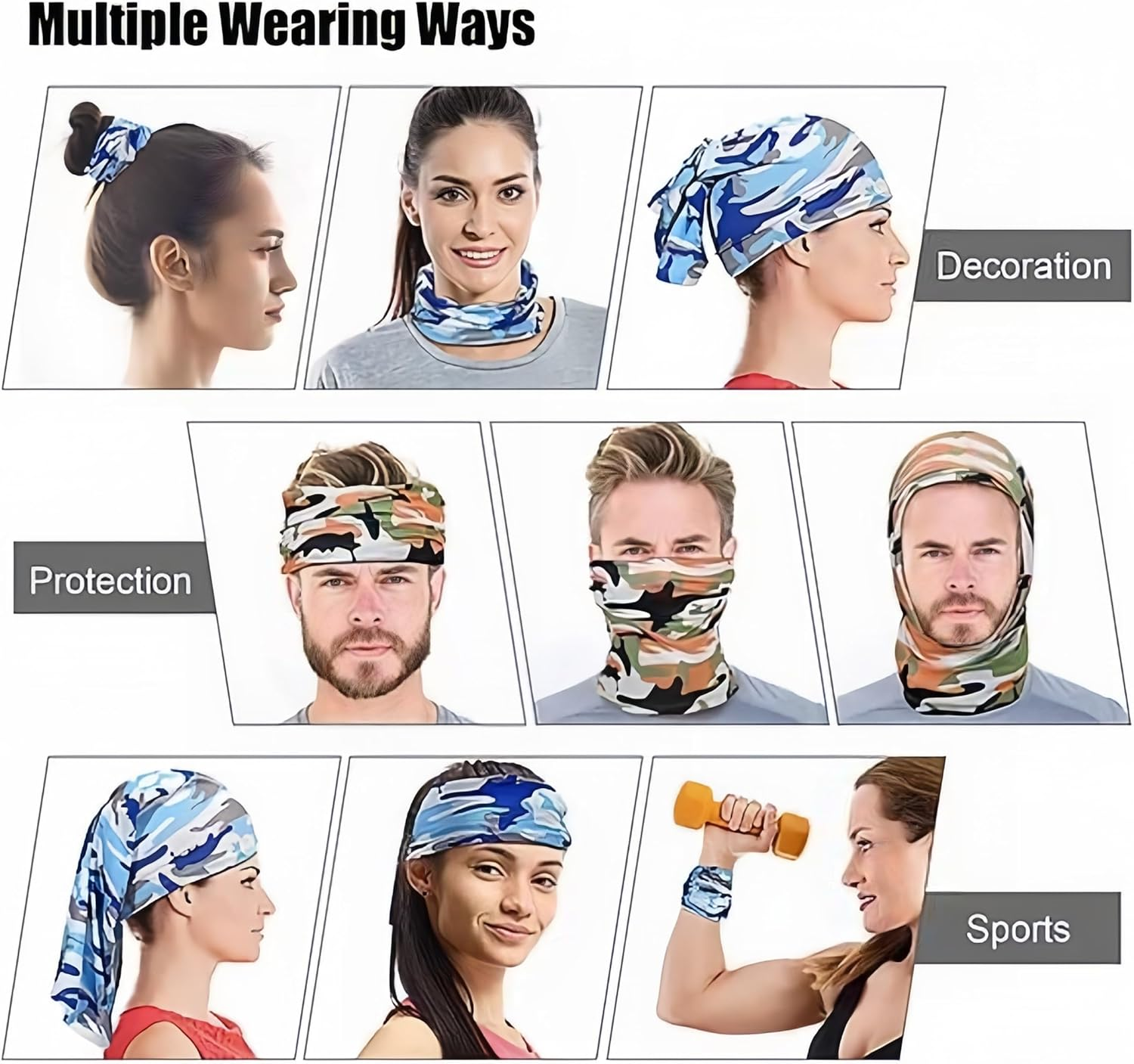 YBVABE Neck Gaiter, Multifunction Headwear Bandana Face Masks, Elastic Ice Silk Outdoor Tube Scarf, UV Resistance Cooling Breathable Face Cover Scarf for Men Women Sports - Cycling Hiking Fishing image number 1