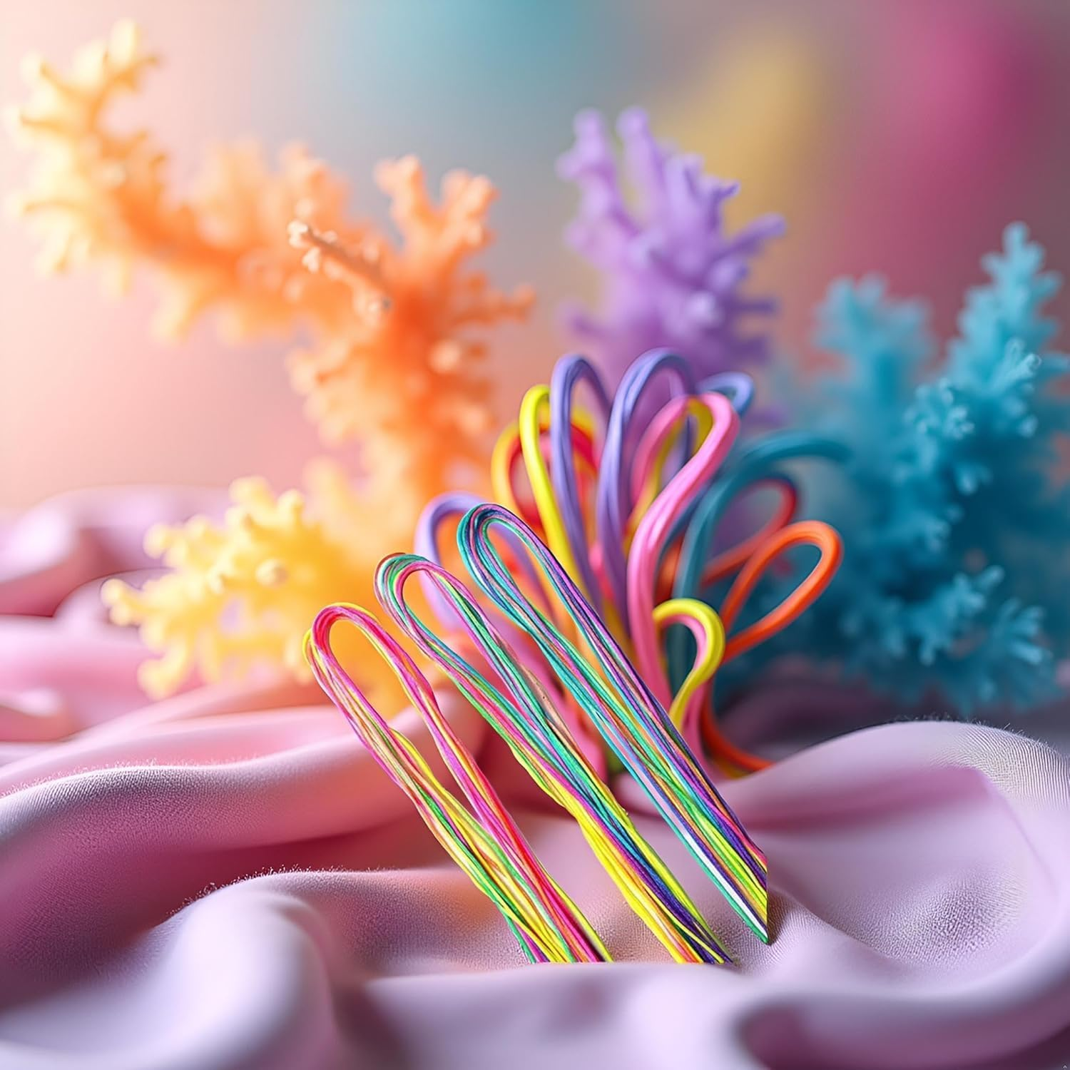 32 Pieces Colored Hair Bobbles for Braids Gradient Hair Ties Hair Bobbles Hair Accessories for Women and Girls image number 4