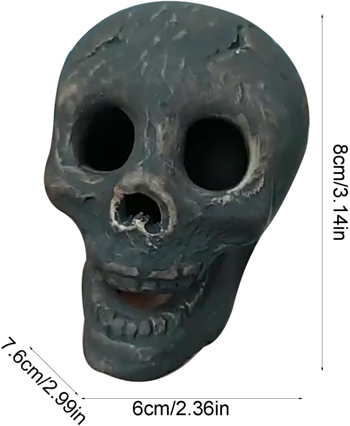 Skeleton Head Fire Pit,Ceramic Fireproof Fire Pit Skull Log - Reusable Imitated Human Skull Stone Barbecue Simulation Skull Props for Halloween Decor, Borato image number 5