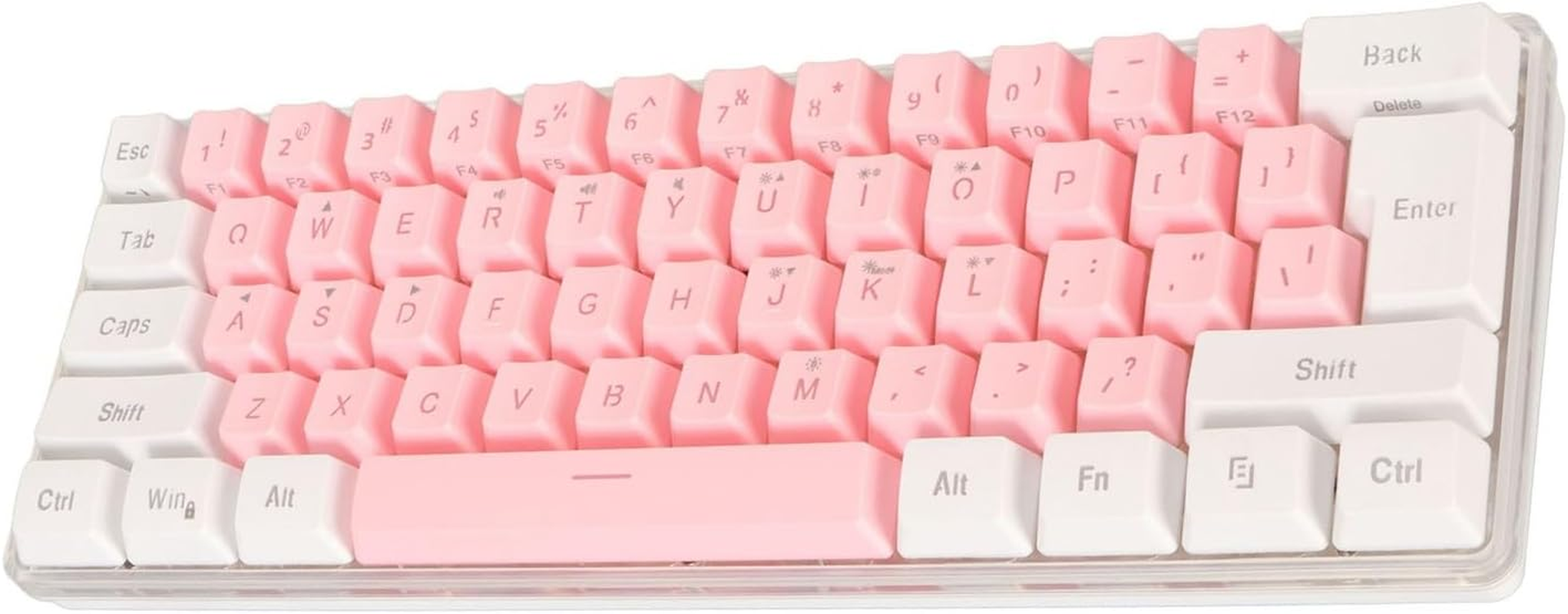 Gaming Keyboard, USB Wired Compact Keyboard RGB Backlight Mimicry Machine Technology Space-Saving Travel Typer (White Pink) image number 1