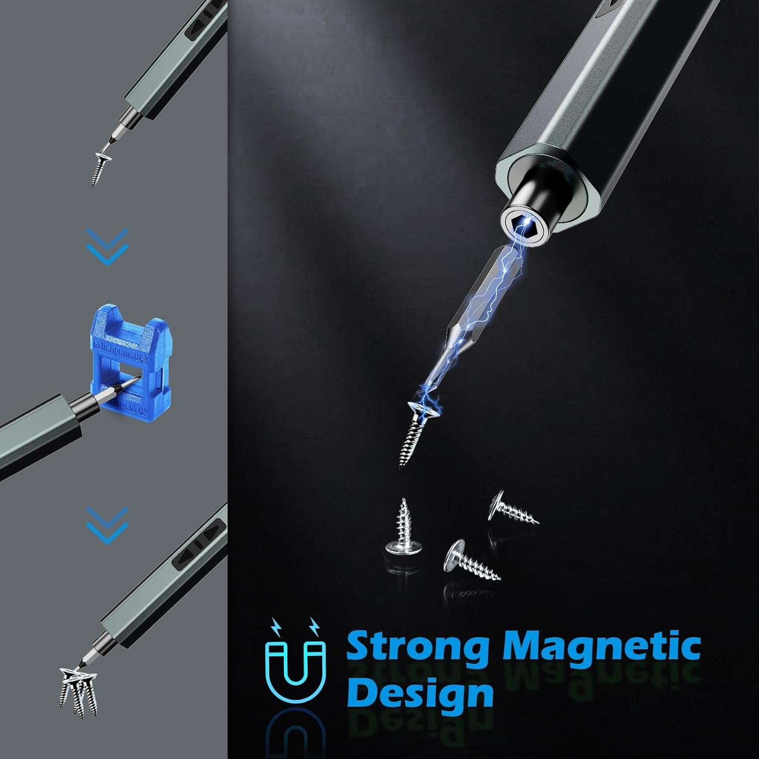 AMIR Electric Screwdriver Set, 33 in 1 Cordless Screwdriver Set with 24 S2 Precision Bits, Electronic Repair Tool Kit with LED Light & Type-C Charge for Phone, Camera, PC, Laptop, Watch