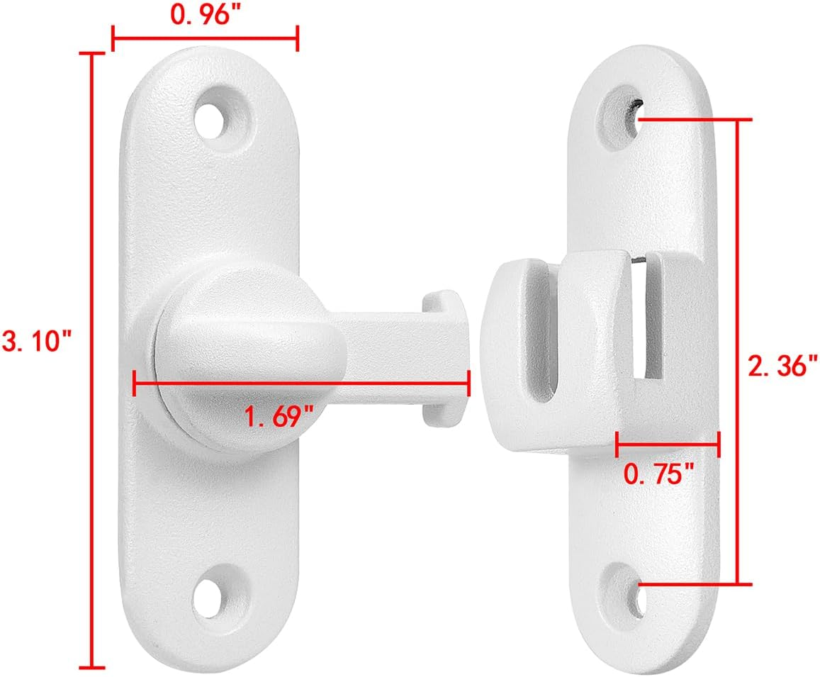 INIRET Matte White Barn Door Latches,90/180 Degree Gate Lock,Zinc Alloy Right Angle Door Lock Latch,Flip Gate Latches Hardware,Door Security Door Latch Lock Fo Cabinets,Bathroom,Barn Door - 2, Matte Black image number 3
