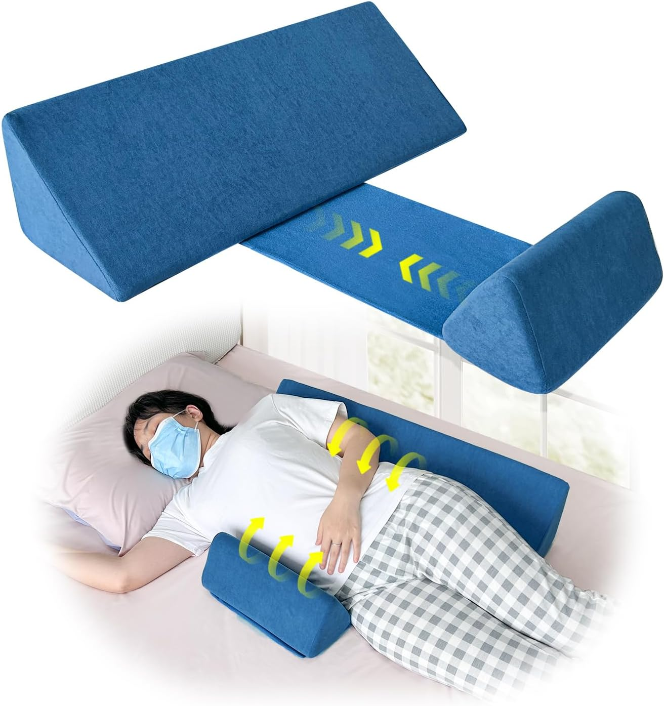NEPPT Wedge Pillow Body Position Wedges Back Positioning Elevation Pillow Case Pregnancy Bedroom Eevated Body Alignment Ankle Support Pillow Leg Bolster (2-In-1)