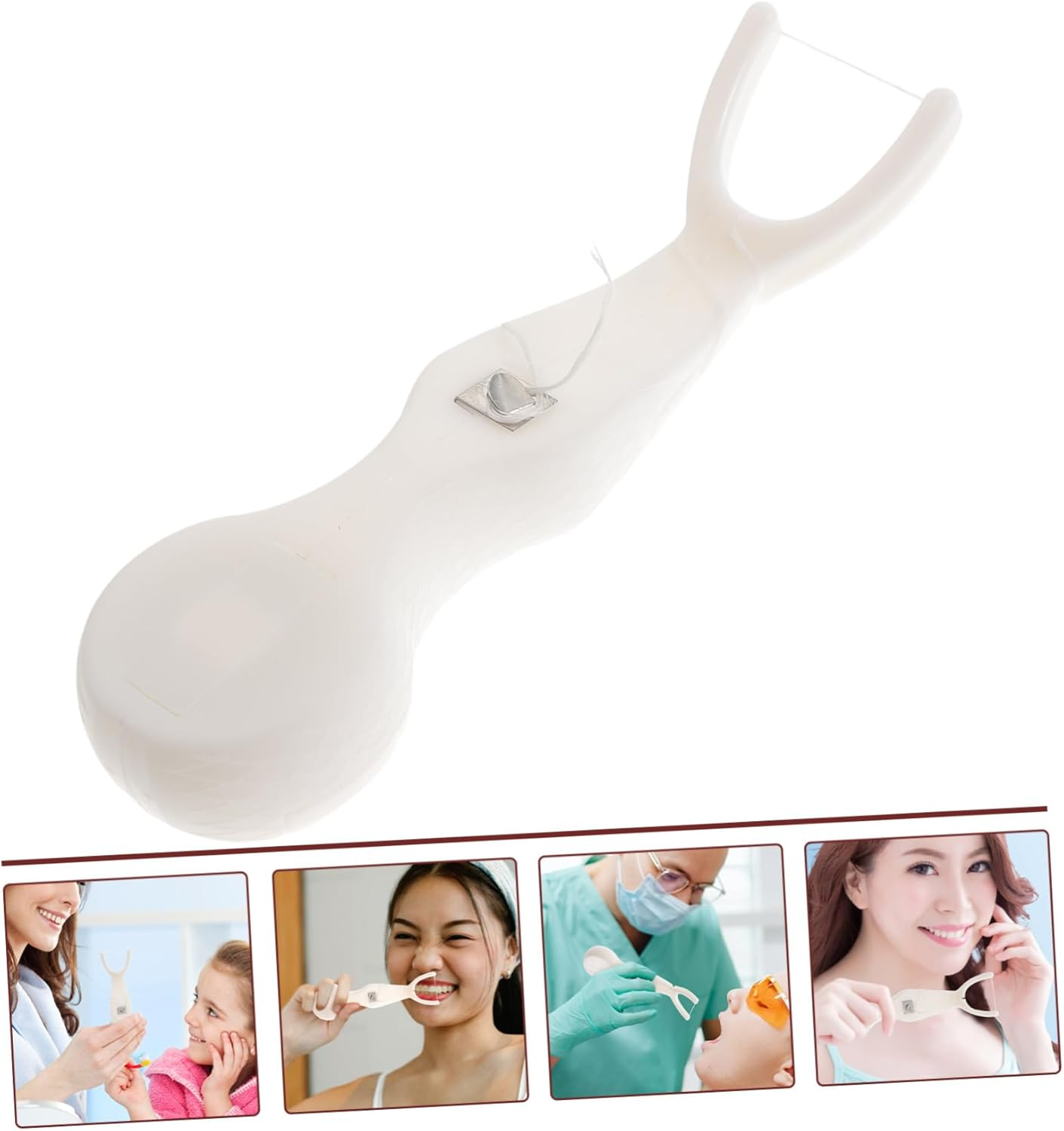 EXQUIMEUBLE Dental Floss Holder Floss Pick Portable Teeth Cleaning Tool White Suitable for Oral Care at Home and Travel image number 5
