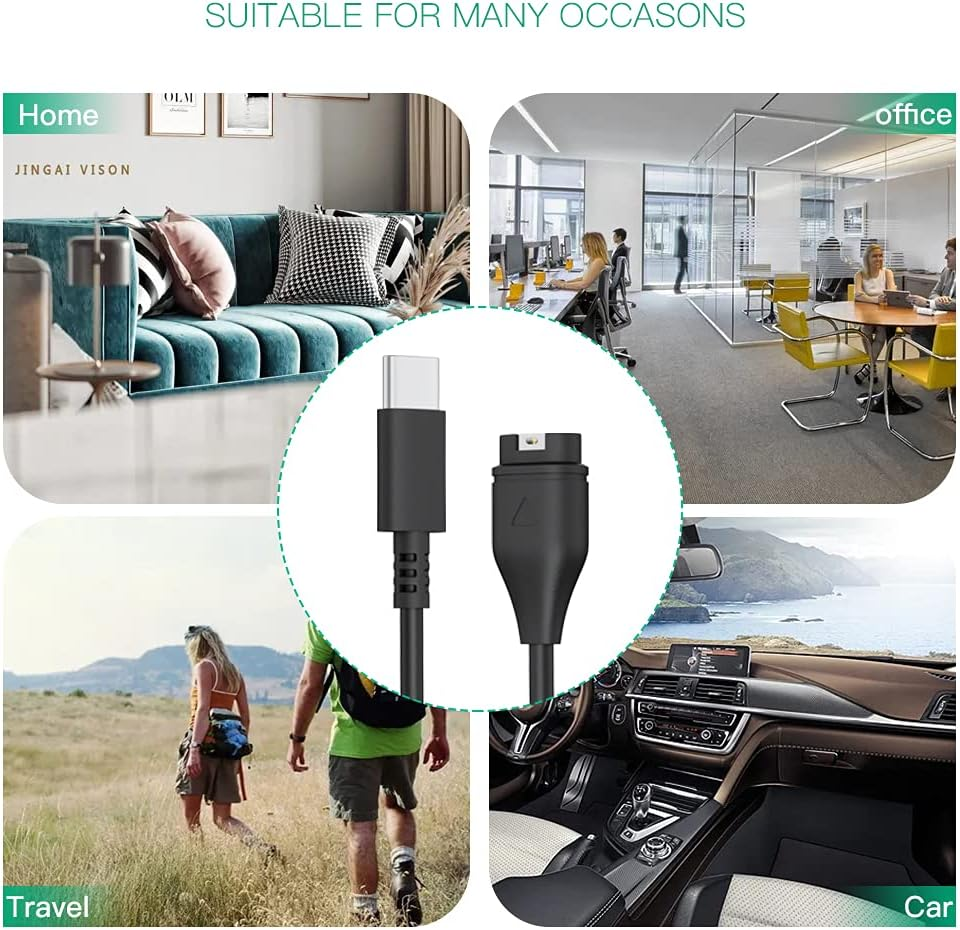 AWINNER Charger Cable Compatible for Garmin Fenix 6 6S 6X Pro Sapphire,Fenix 5 5S 5X Plus,Forerunner 935 945 45 45S 245,Approach S10 S40 S60 X10,Quatix 5 Sapphire,Vivoactive 3 4C 4S,Vivomove 3 3S Usbc image number 4