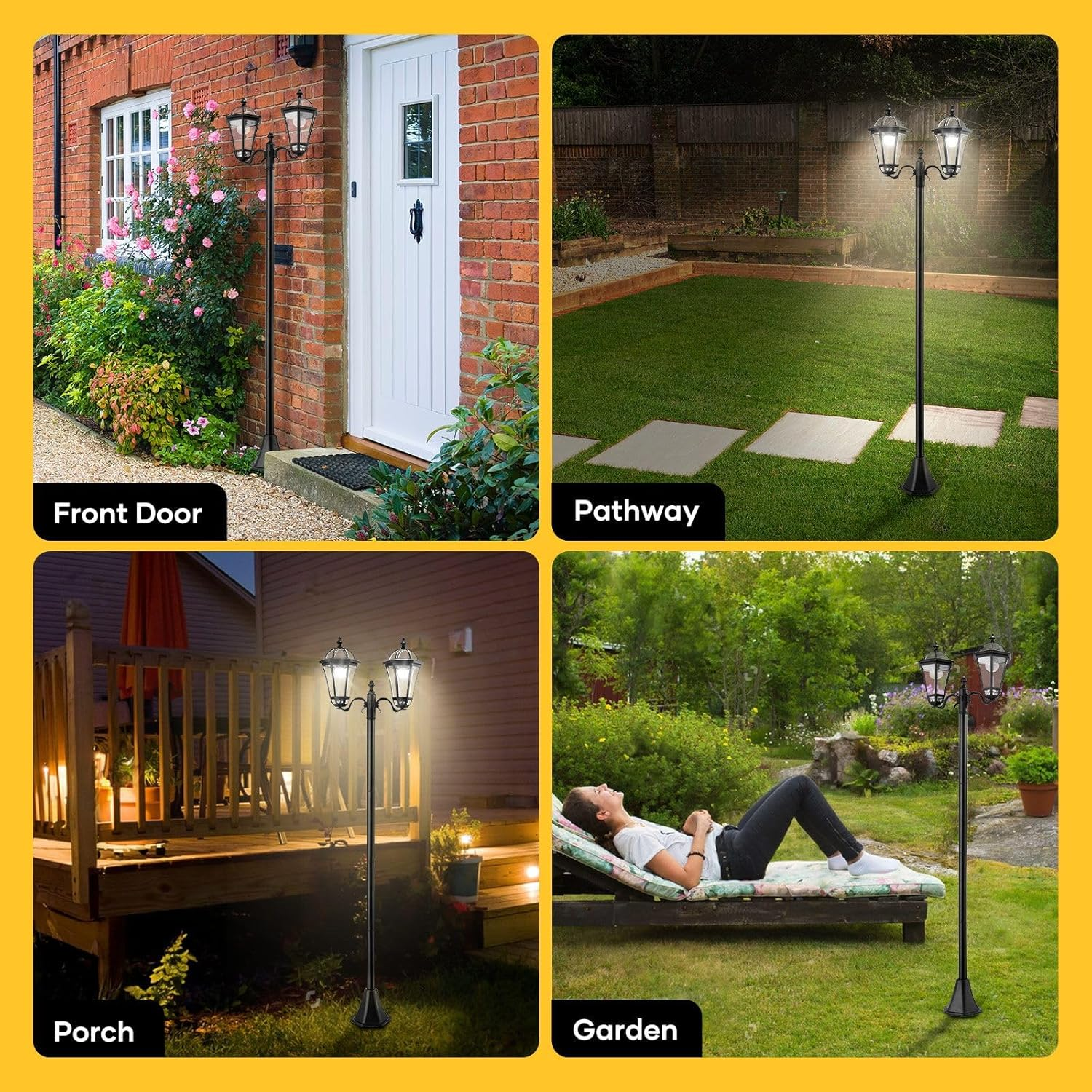 186Cm Solar Post Light Outdoor Street Pathway Garden Security Pole Lamp Driveway Patio Yard Energy Powered Pillar (46X19X186Cm) image number 5