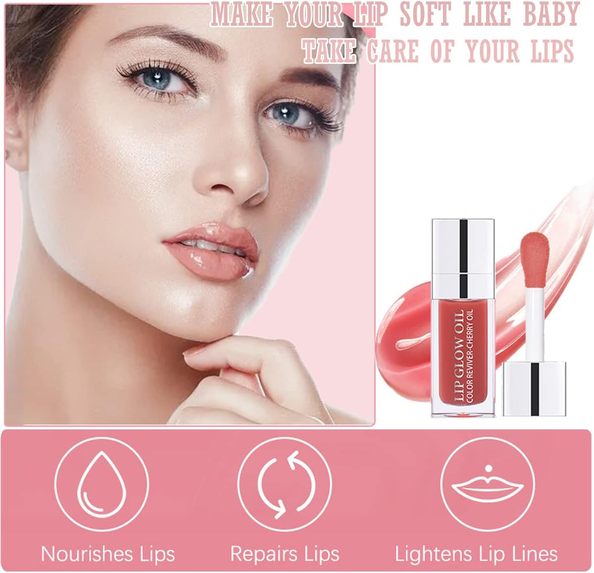 Wimode Plumping Lip Oil Moisturizing Lip Tint Transparent Lip Care Non-Sticky Glossy Fresh Texture Primer Lip Balm for Women(012#) - 007 image number 3