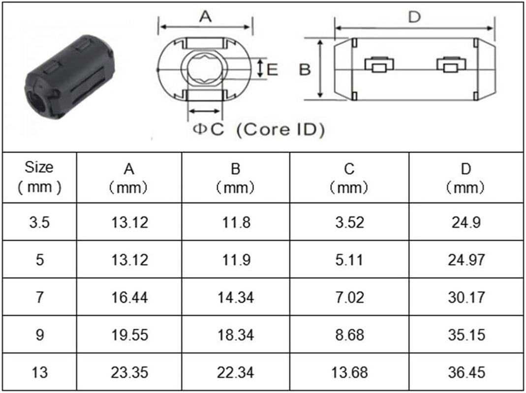 10X 5Mm Clip-On Ferrite Ring Core Ferrite Bead Choke EMI Filter Cable Clip Tools image number 1