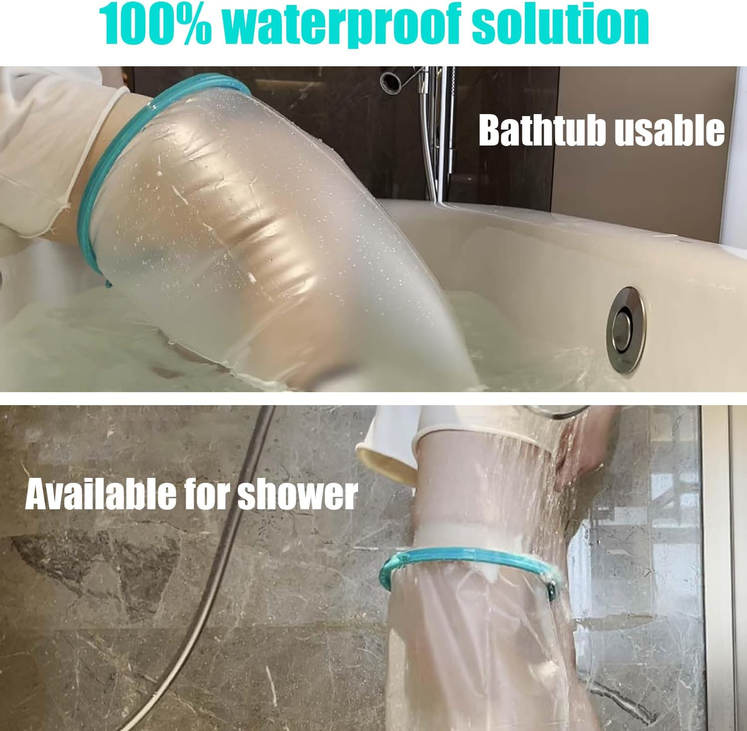 Waterproof Leg Cast Cover for Shower Bath, Adult Full Leg Cast Shower Cover, Reusable. Provides Waterproof Protection for Knees, Feet, Ankle Wounds and Burns. 76 Cm X 45 Cm image number 6