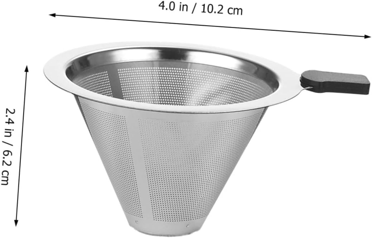 COOPHYA Stainless Steel Coffee Sifter Reusable Cone-Shaped Residue Filter for Drip Coffee Brewing Easy to Clean Multipurpose Filter and Espresso image number 1
