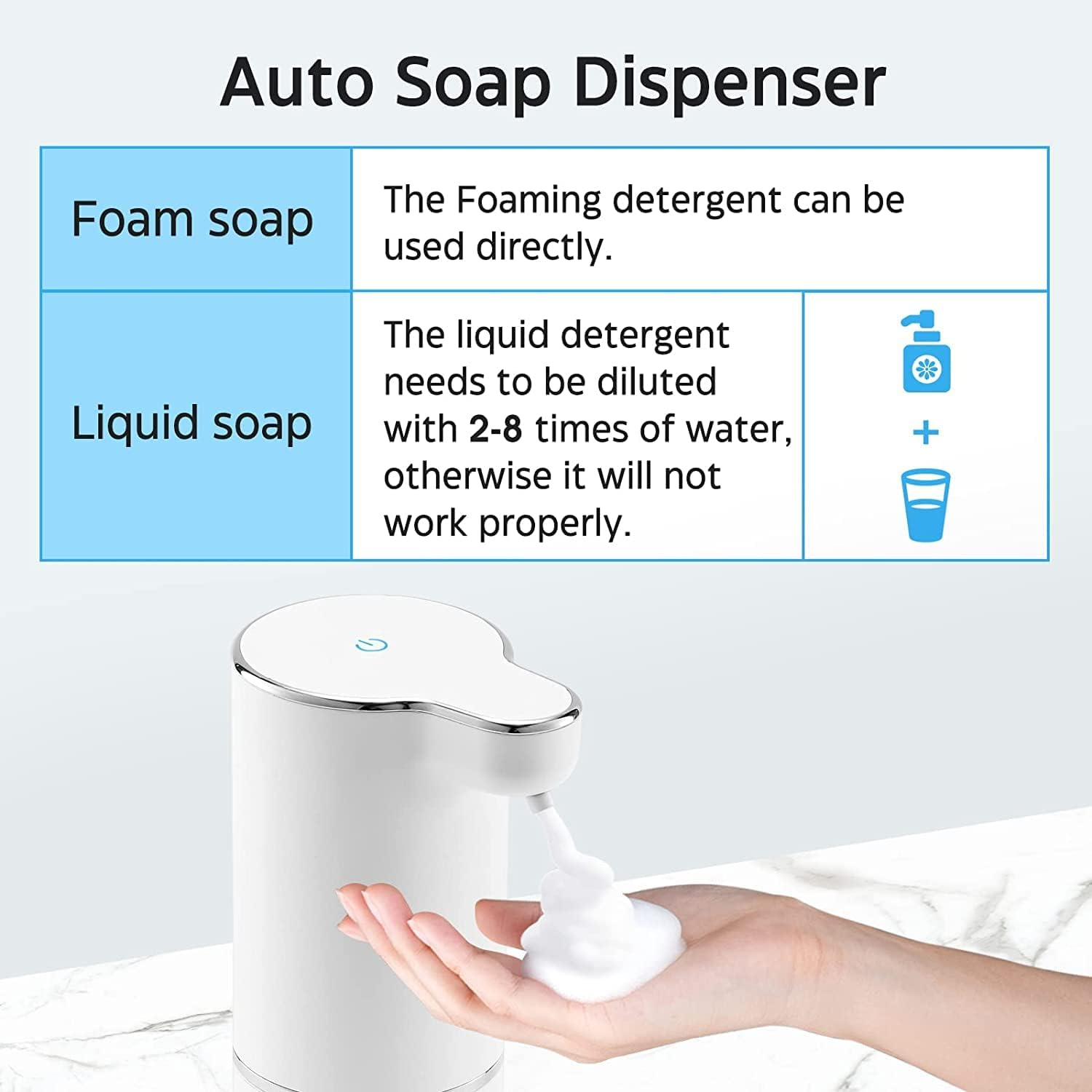 Youker Soap Dispenser Automatic Foaming Soap Dispenser 3-Level Adjustable Touchless Soap Dispenser 300Ml Rechargeable Waterproof Foam Soap Dispenser for Home Bathroom Kitchen image number 6