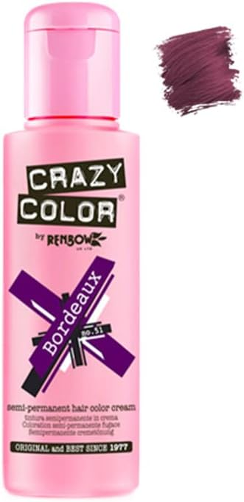 Crazy Color Semi Permanent Hair Colour, 051 Bordeaux, 100 Ml