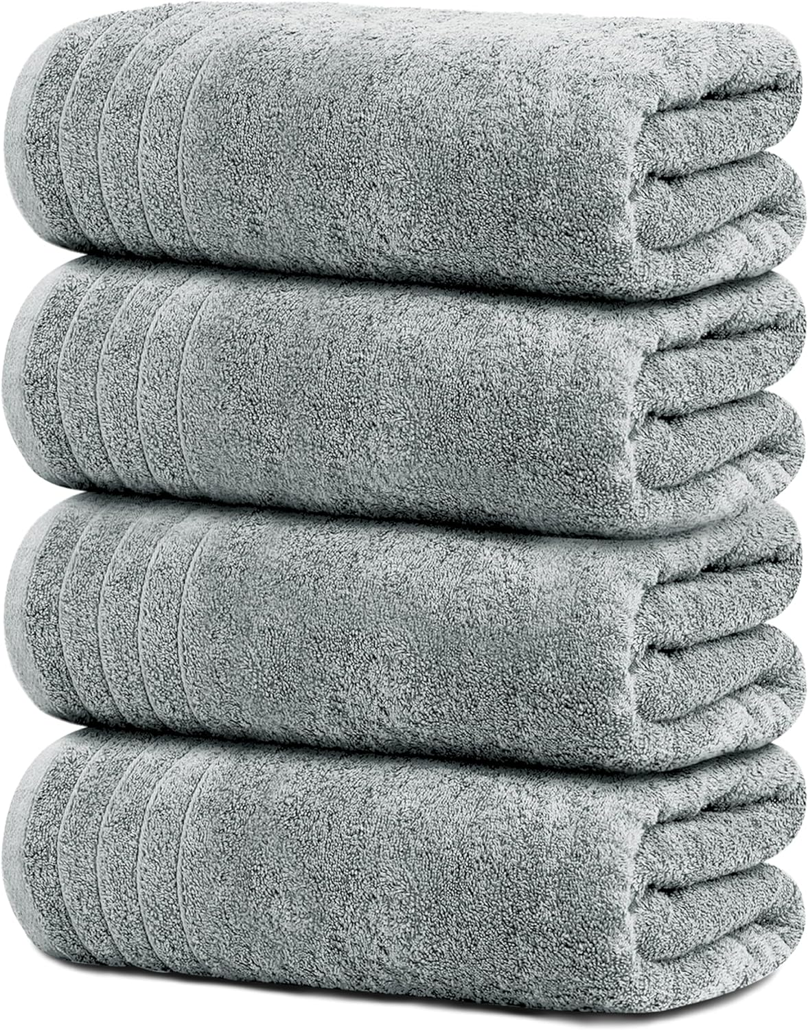 Tens Towels Large Bath Towels, 100% Cotton, 30 X 60 Inches Extra Large Bath Towels, Lighter Weight, Quicker to Dry, Super Absorbent, Perfect Bathroom Towels (Pack of 4, Cool Grey) image number 5