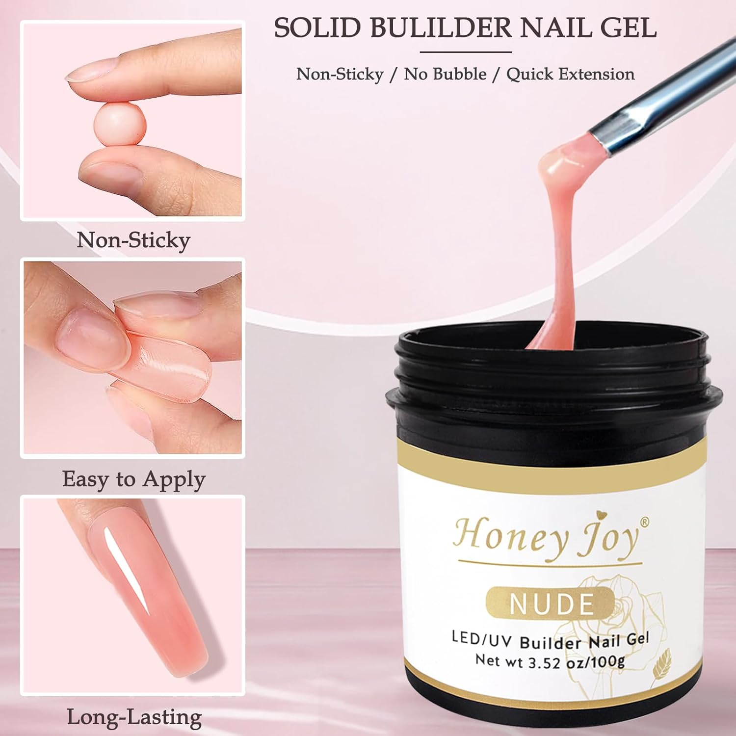 Builder Nail Gel - 100G/3.52Oz Clear Hard Gel Builder for Nails, Super Hard Nail Builder Gel Nail Extension Gel for Nail Strengthen DIY Nail Art Manicure (Hj-Gel005-Nude) image number 6