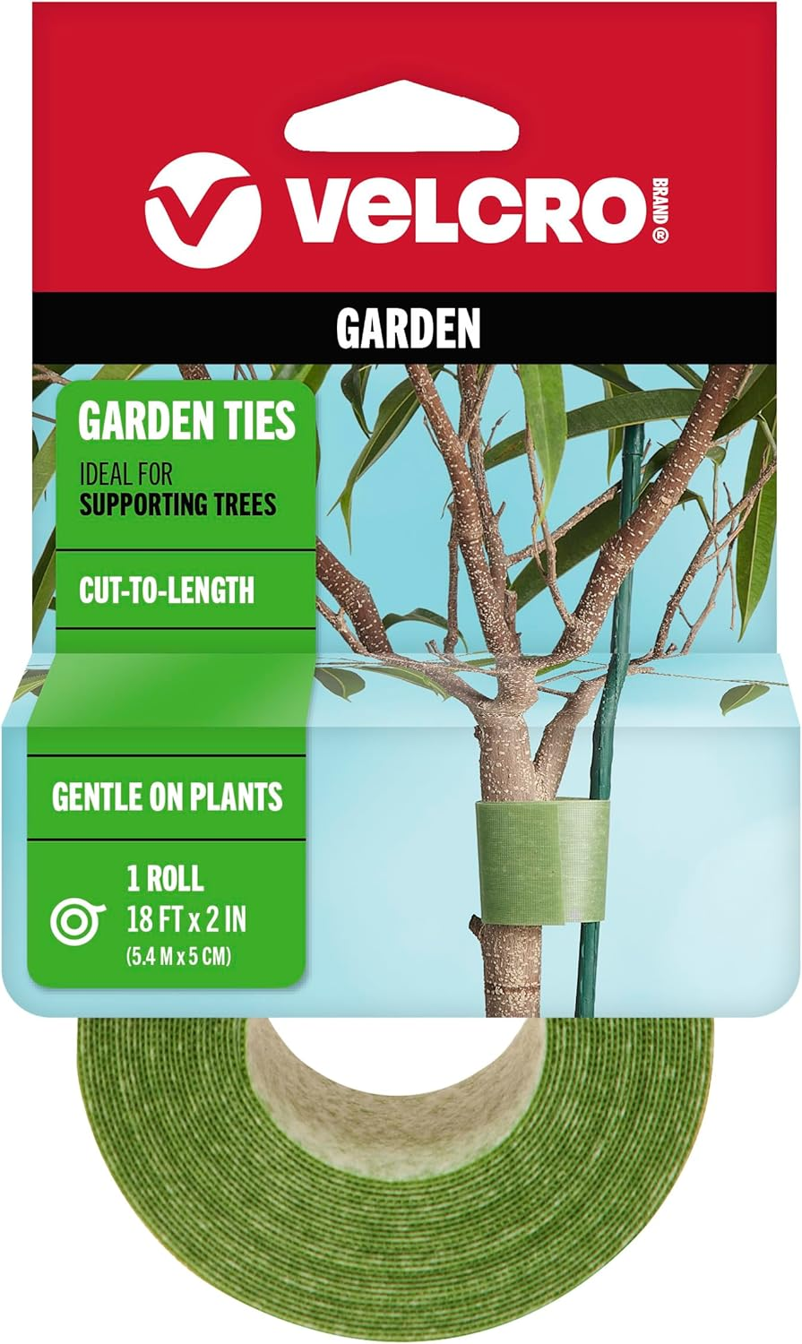 VELCRO Brand VEL-30071-USA ONE-WRAP Garden Ties | Plant Supports for Effective Growing | Strong Grips Are Reusable and Adjustable | Cut-To-Length, 50 Ft X 1/2 In, Green-Recycled Plastic