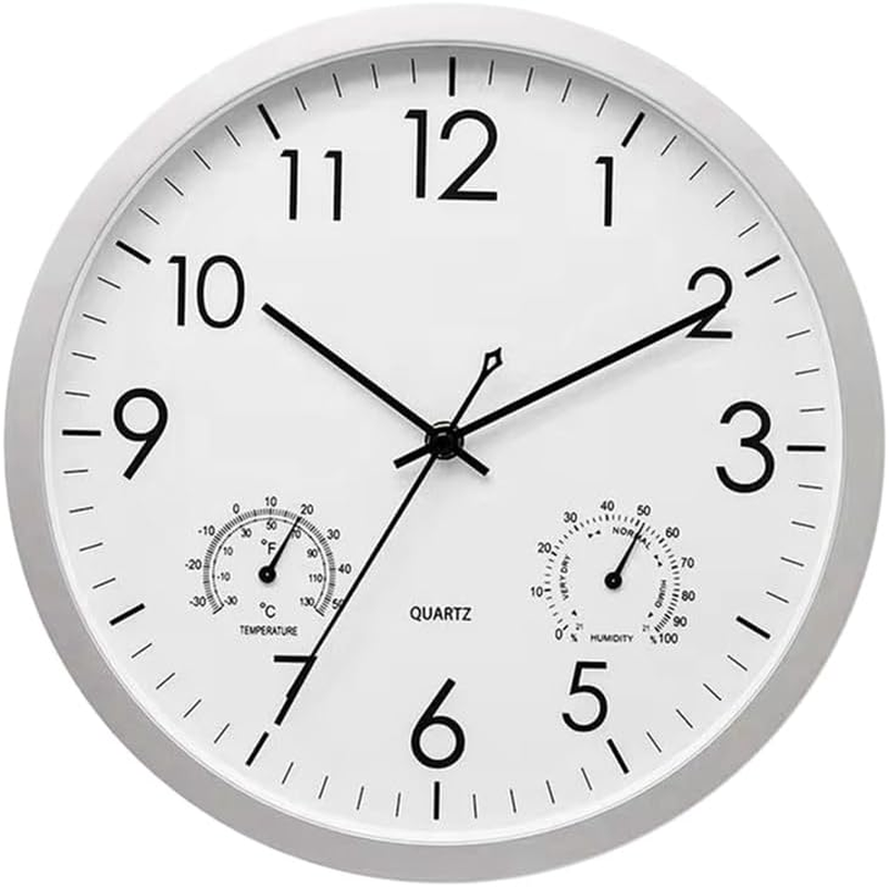 Veumoie Decorative round Outdoor Clock with Thermometer and Hygrometer Large Wall Clock Elegant Retro Silent Clock image number 4