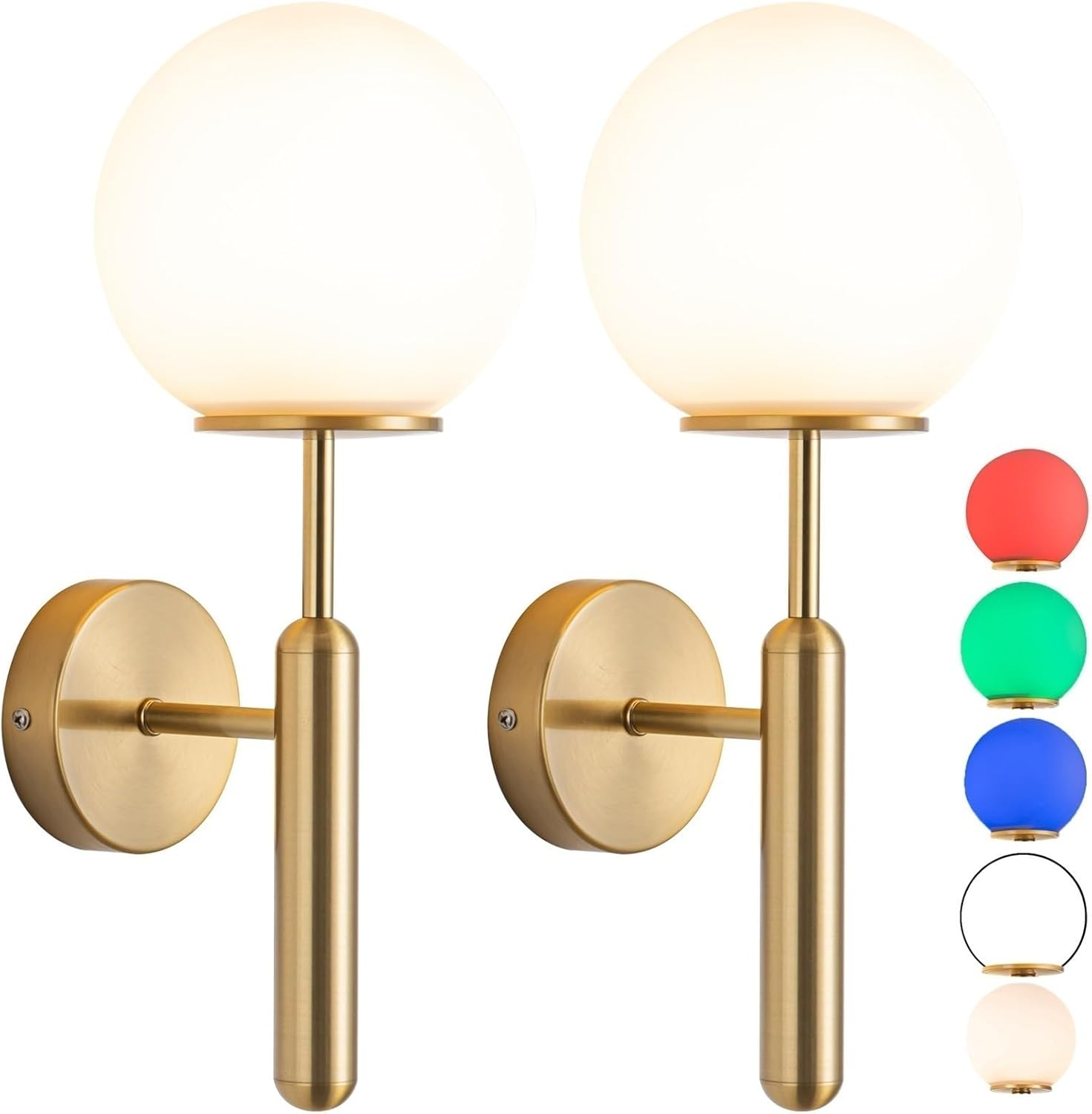 Modern Style Battery Operated Wall Light Fixtures Set of 2,Wireless Classwall Sconces with Remote Control Dimmable.Glass Lampshade，Suitable for Reading, Bedroom, Corridor Lighting(Color:Gold)