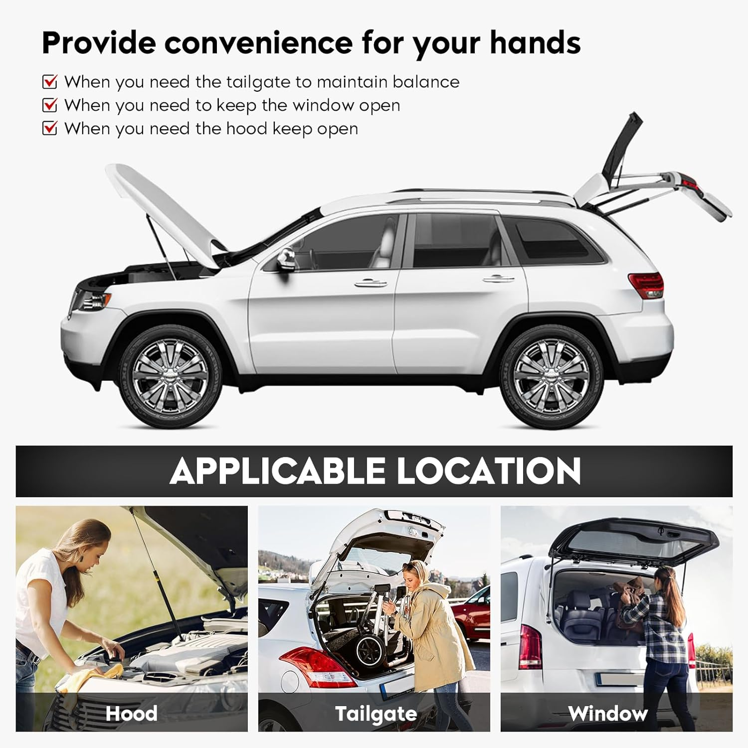 2 Pcs Front Hood Lift Gas Struts Supports Shock for 1997-2004 Chevrolet Corvette,2007-2016 Lincoln Navigator SG330023 4525 image number 4