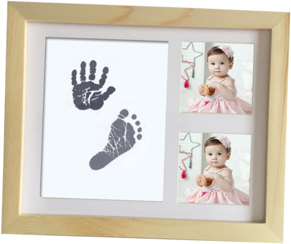 Handprint and Footprint Frame Kit Wooden Color Photo Frame with Ink Pad for Boys and Shower Keepsake Includes Imprint Cards Easy to Use image number 1