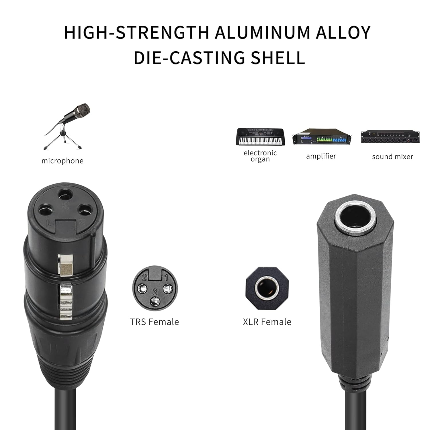 QIANRENON XLR Female to 1/4" Female Balance Cable Adapter TRS 6.35Mm to XLR 3 Pin Mono Audio Connect Convert Interconnect Cable 36Cm/14.2In image number 3