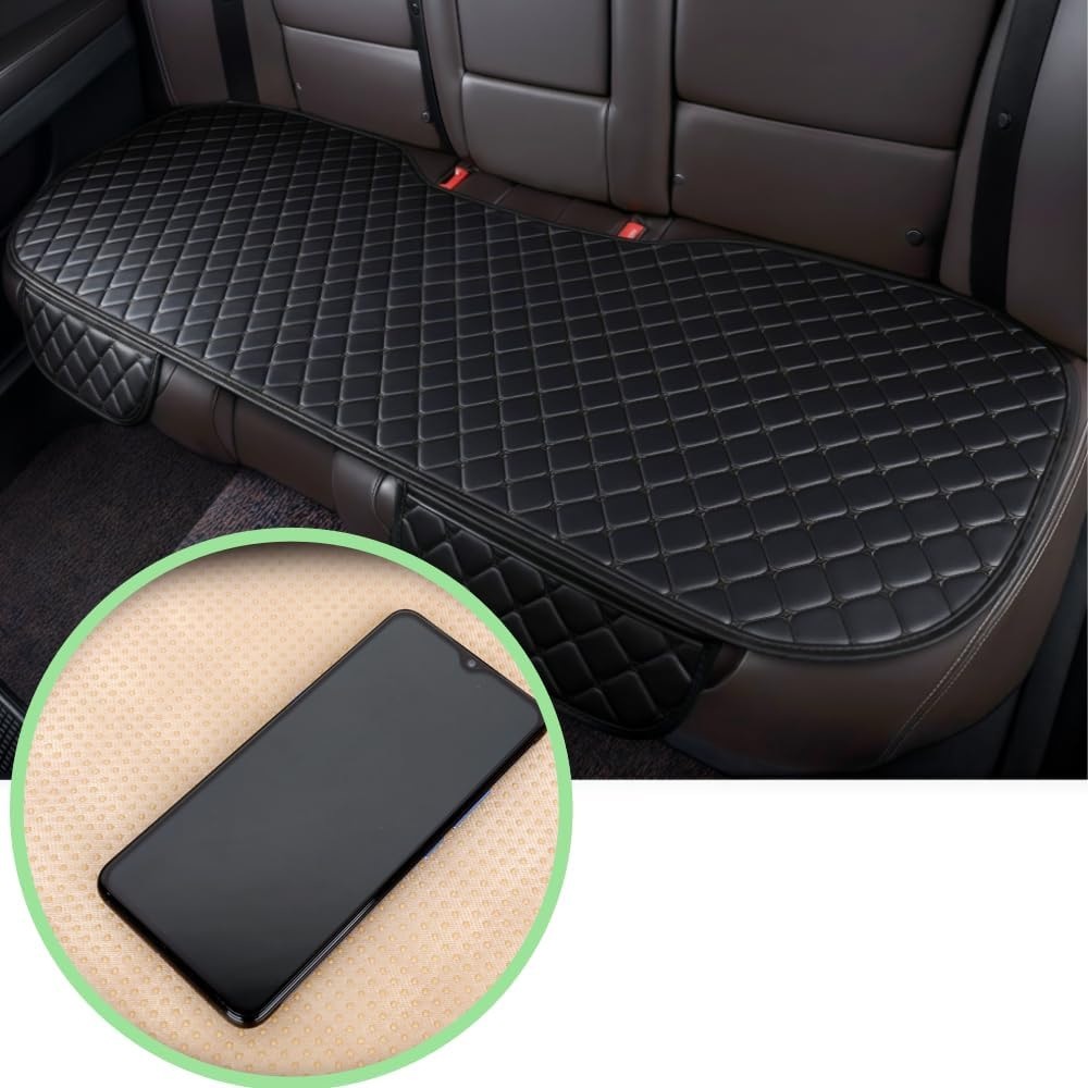 Car Rear Seat Bottom Cushion,58 X 130 Cm Car Vehicle Long Rear Seat Chair Cover Protective Cushion Mat,Van Set,Pu Leather Car Seat Bottom Covers Protectors,For Cars,Trucks and Suvs,Black image number 3