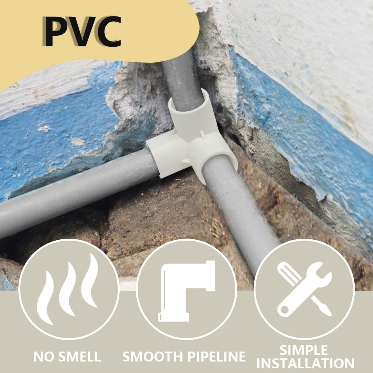 Bwintech 10 Pcs 25 Mm (3/4 Inch) 3 Way Cubic Tee Connector PVC-U Fitting Elbow Coupling Connector Garden Water Pipe Connection image number 2