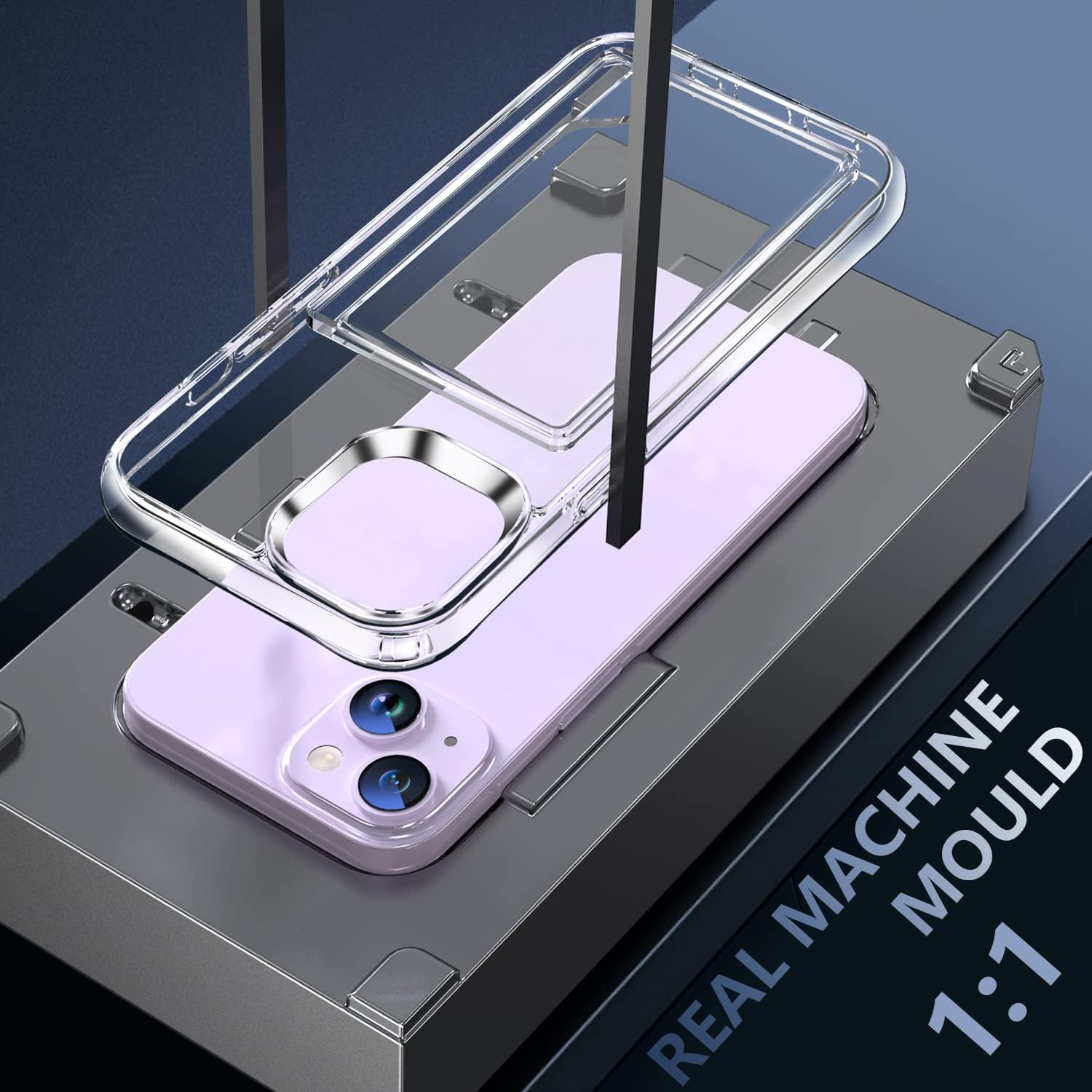 ELEPIK for Iphone 15 plus Case with Card Holder, [Up to 2 Cards] [Anti-Yellow] [Military Grade Protection] Shockproof Slim Phone Protection Clear Case for Iphone 15 Plus, Clear image number 4