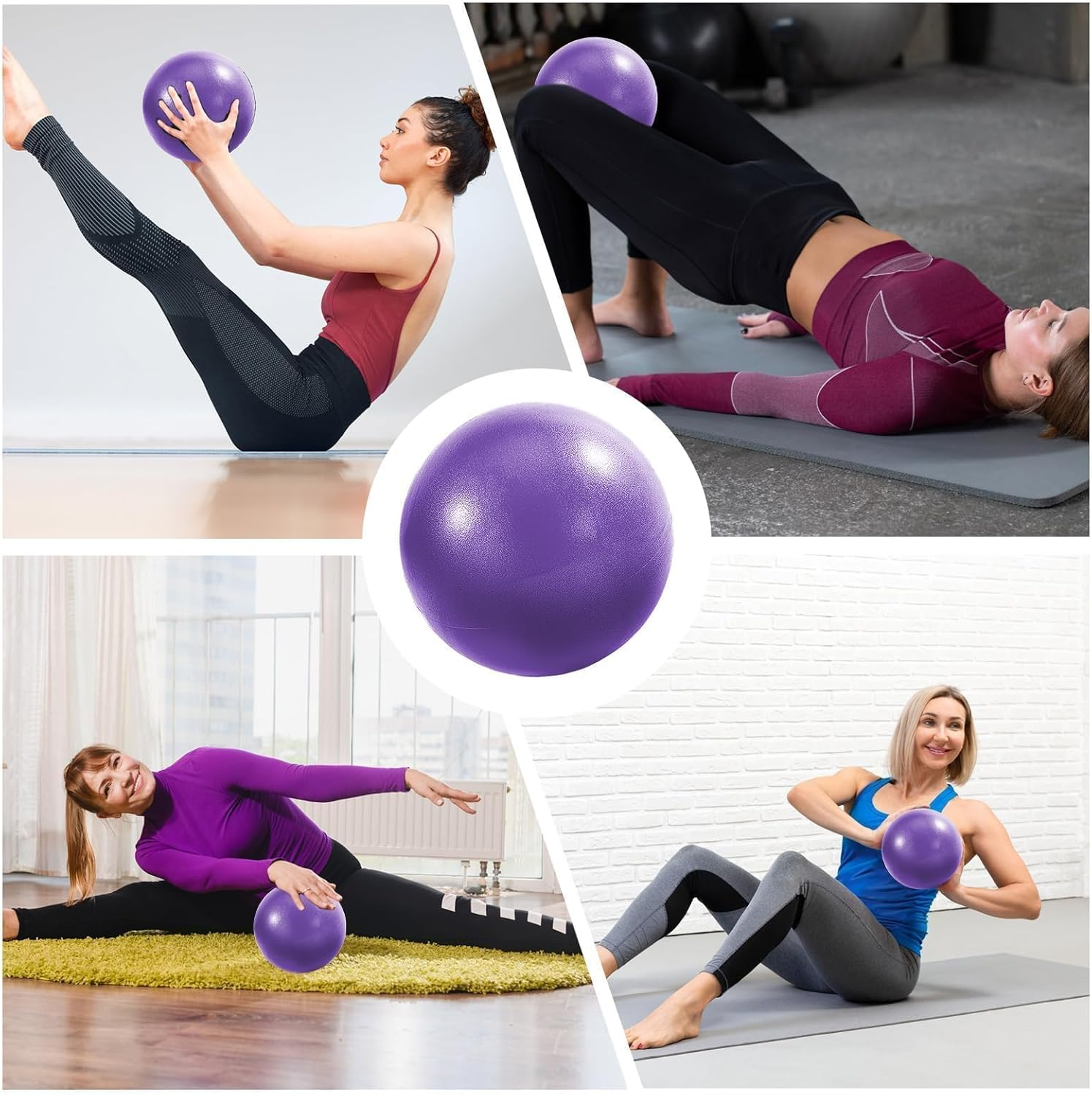9 Inch Soft Pilates Ball, Small Exercise Ball with Inflatable Straw Anti-Burst Non-Slip PVC Mini Gym Ball for Yoga Pilates Barre Physical Therapy Core Strengthening Posture - Purple image number 3
