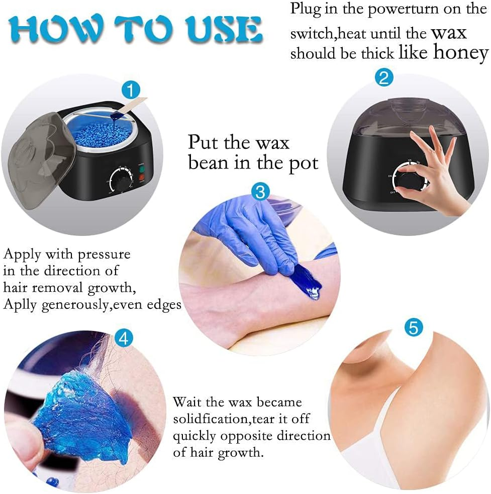 Waxing Kit for Woman Non-Sticky, Teflon-Coated - Wax Warmer for Hair Removal Incl. 300G Wax Beads, 20 Spatulas - Wax Machine or Wax Pot Perfect Brazilian Wax Kit for Women image number 4