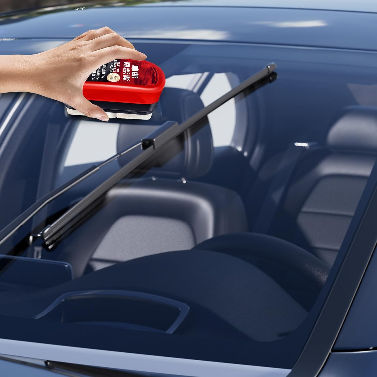 Automotive Oil Film Cleaning Brush | Oil Film Remover for Windshield and Window Cleaning | Hydrophobic Anti-Fog Window Cleaner Care Tool for Sedan SUV RV Minivan Rear View Mirror Shower image number 5