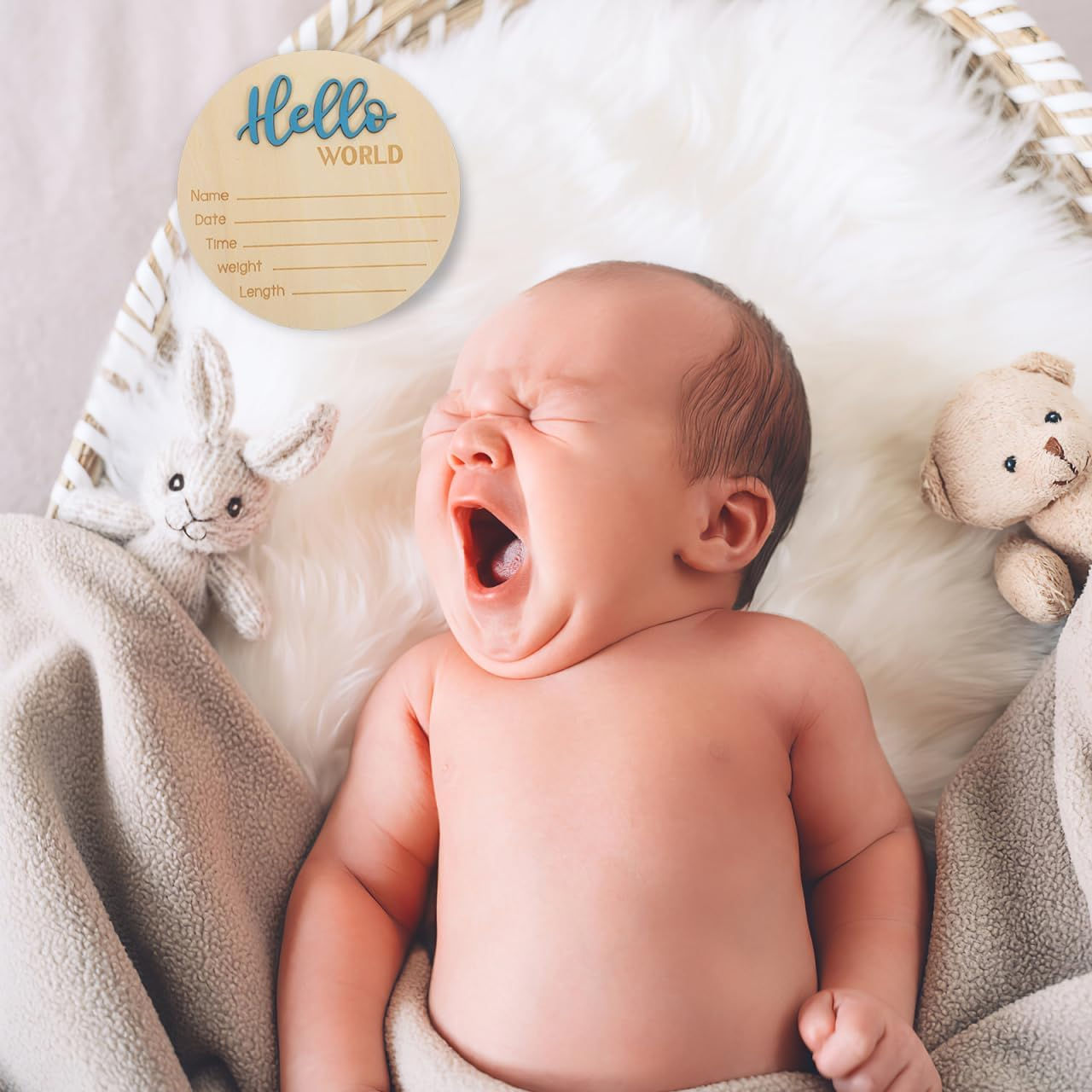 PRETYZOOM Baby Announcement Sign Wooden Newborn Name Signs Birth Announcement Sign Nursery Photo Props Baby Welcome Plaque image number 5