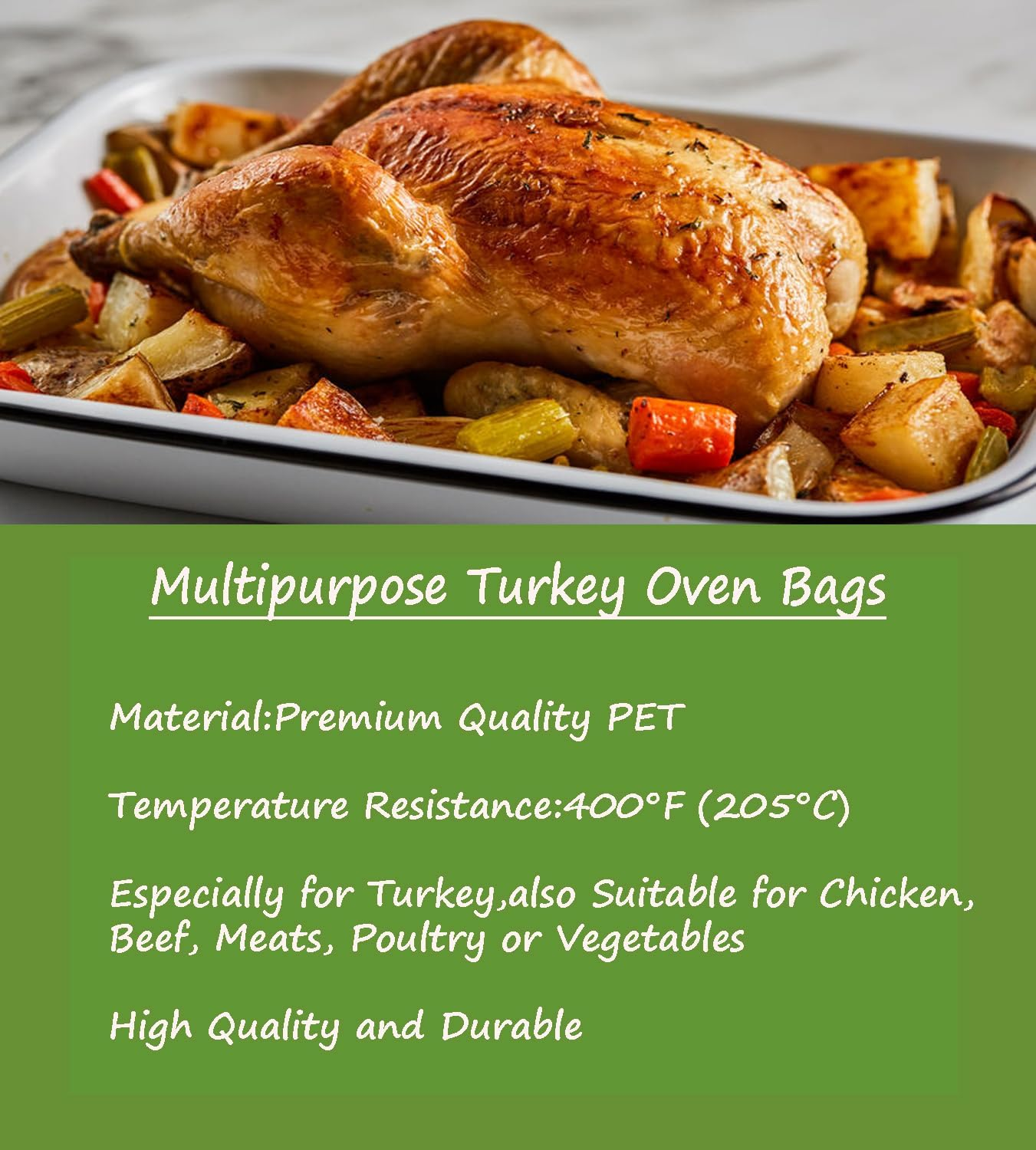 Turkey Oven Bags for Perfect Roasting - 21.7&rsquo;&rsquo; X 23.6&rsquo;&rsquo;, Large Size Turkey Cooking Bags for Oven, Locks in Juices for Flavorful Turkey (1) image number 2