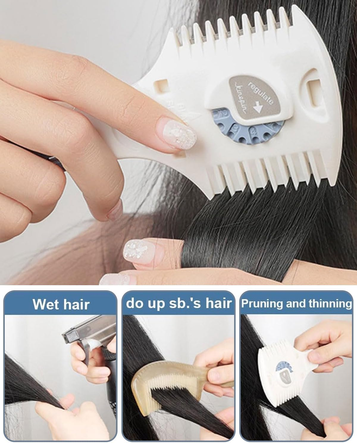 KEMUZ Hair Cutting Kits, Manual Hair Trimmer, Thinner Razor Comb, Double Razor Blades, Hair Comb Trimmer, Hair for Thick Haircuts and Styling image number 1