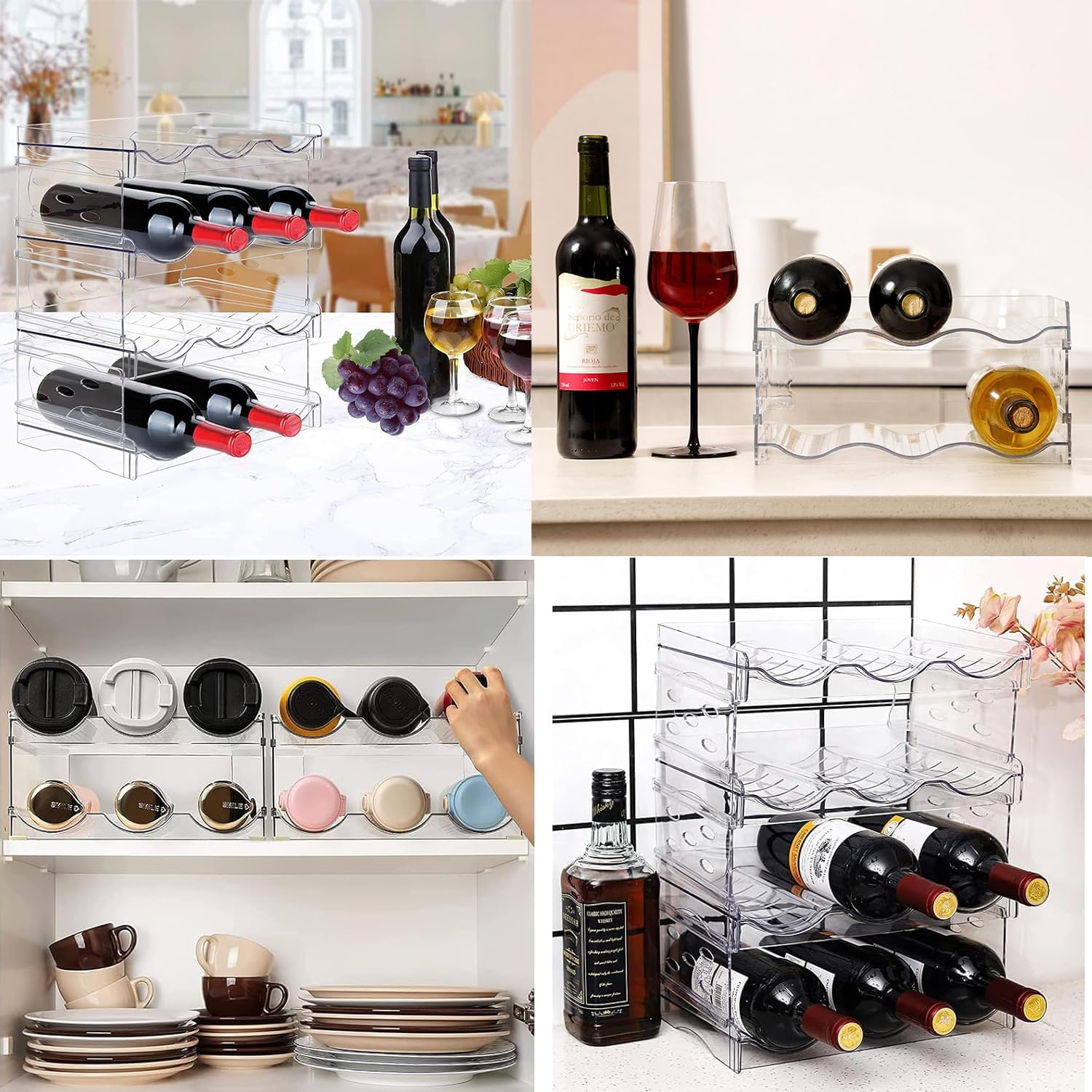 Paifencodill Cabinet Water Bottle Storage Device, Kitchen Stackable Water Bottle Storage Refrigerator Bottle Rack Sports Flask Roller Travel Cup Storage Device Water Bottle Organizer (2 Layer) image number 3