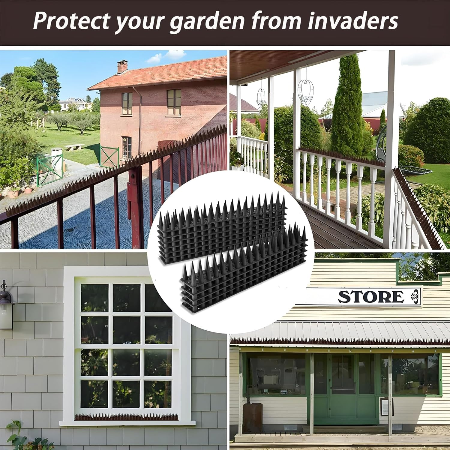 12 Pack Bird Spikes,Outdoor Pigeon Spikes,Plastic Animal Repellent Spikes for Cats,Anti Bird Defender Spikes Outdoor for outside to Keep Birds Away Pigeon Crow Squirrel Raccoon Cat Animal image number 1