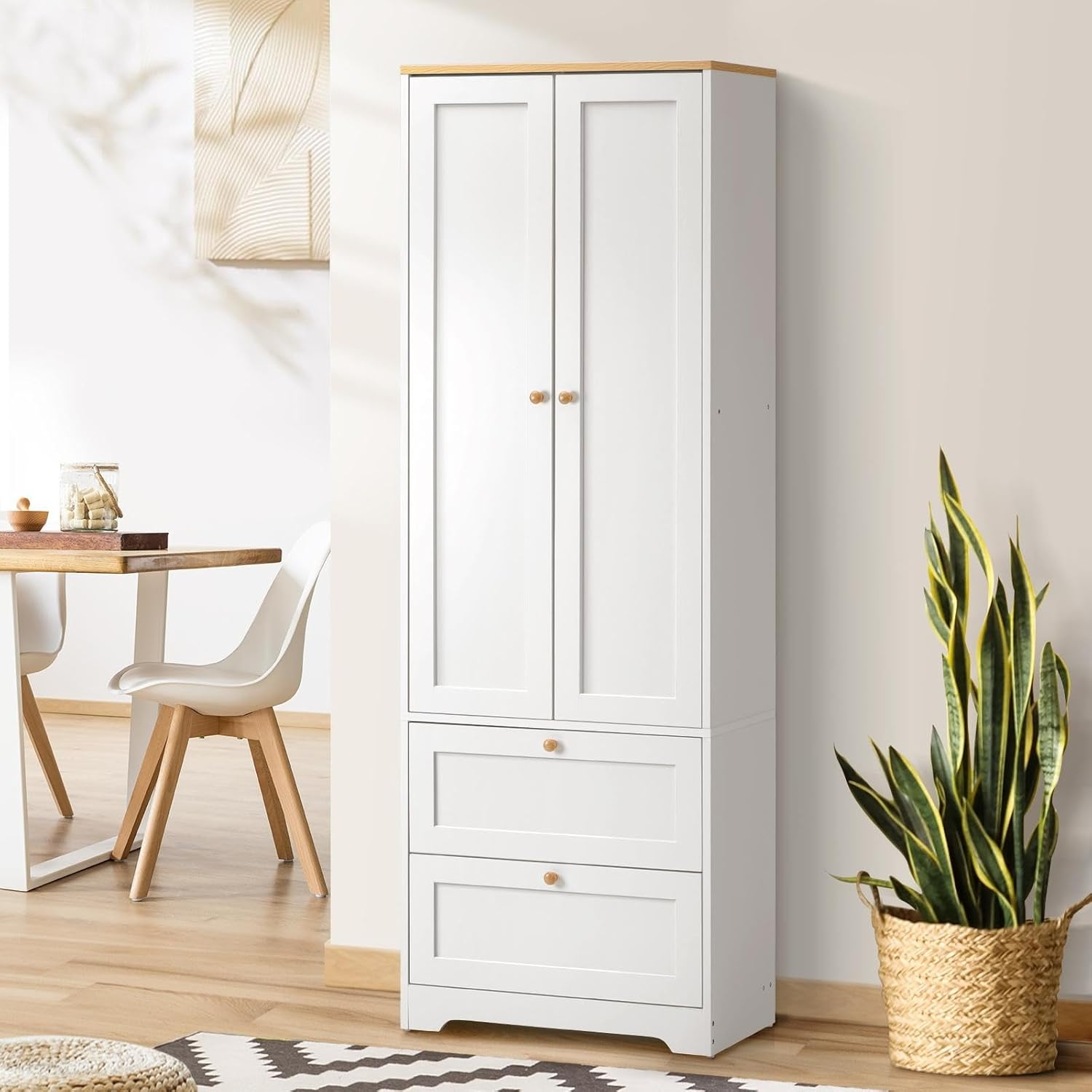 Oikiture Display Cabinet with 4 Shelves and Drawer Sideboard Buffet Storage Cabinet Wine Cabinet Black