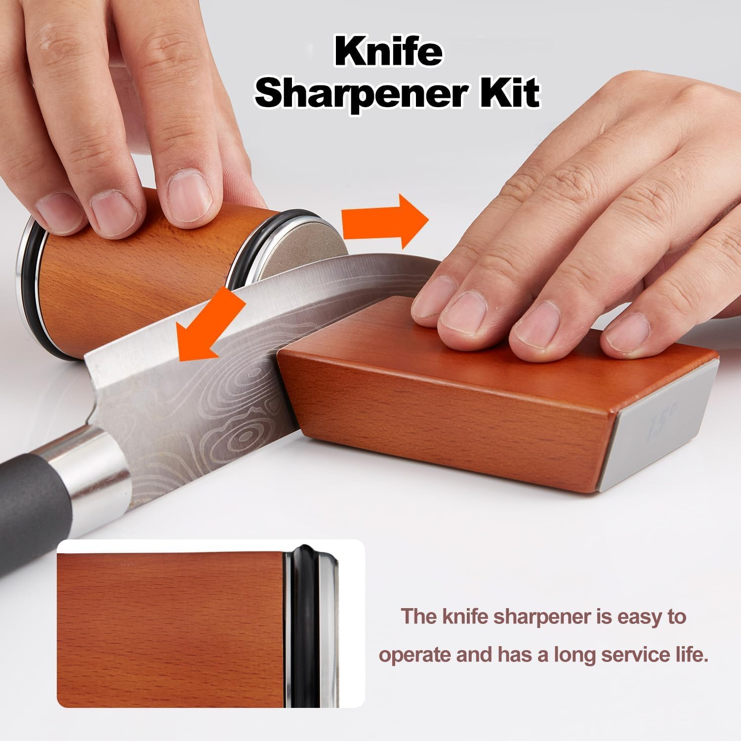 Knife Sharpener Rolling Knife Sharpener with 400 & 1000 Grit Discs, Knife Sharpening Kit with 15 and 20 Degree Sharpening for Home Cooks & Chef'S Knives image number 6