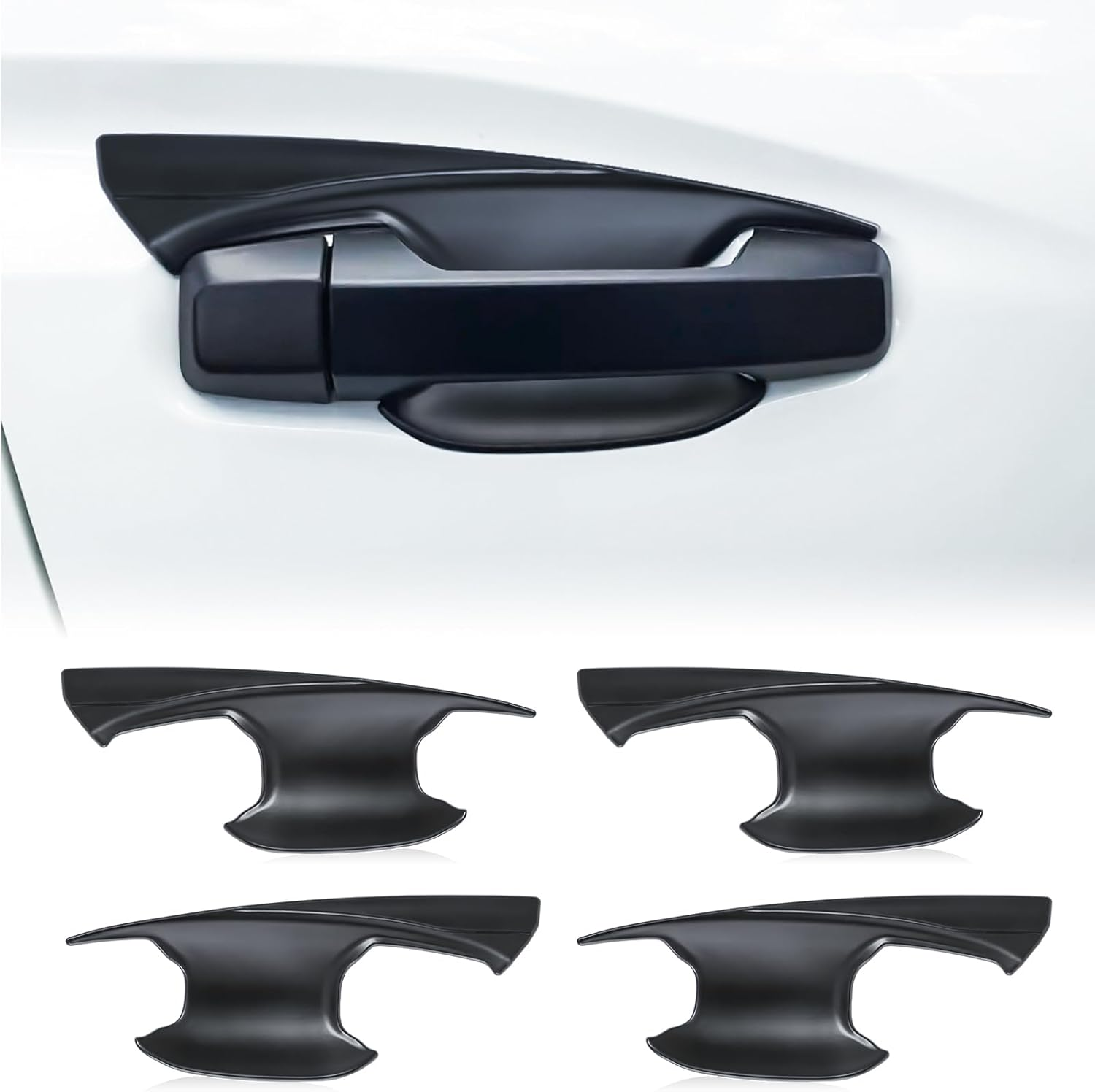 Door Handle Bowl Insert Cover for Mitsubishi Triton MV 2024 2025 Accessories, Car Side Door Handle Cup Scratch Protector Guard Trim Ute Exterior Matte Black, 4Pcs/Set image number 1