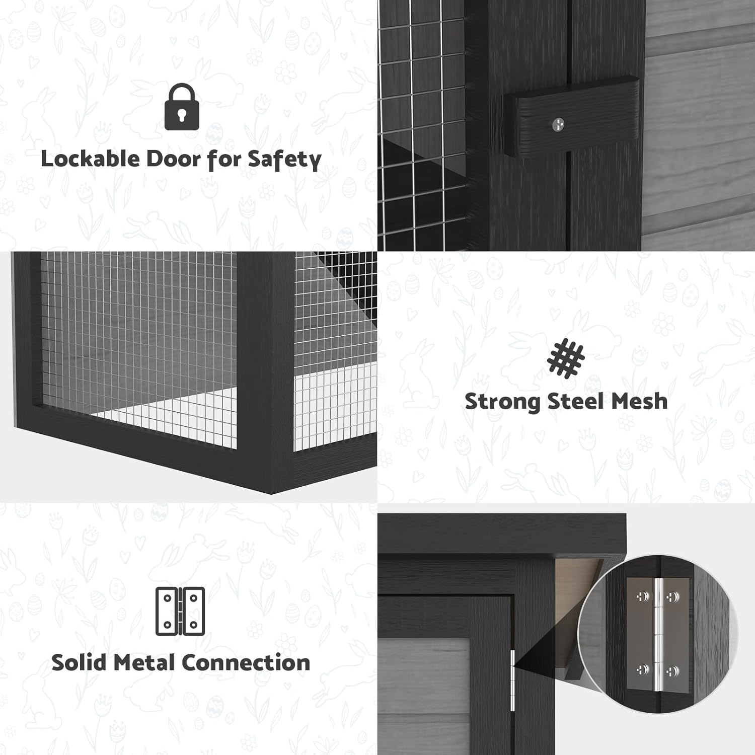 Oppsbuy Rabbit Hutch Bunny Cage for Small Animals Guinea Pig Chicken Coop Rabbit Cage Pet House Run Cage Rabbit Cage Wooden 89.5X45X79.5Cm Slide Out Tray image number 1