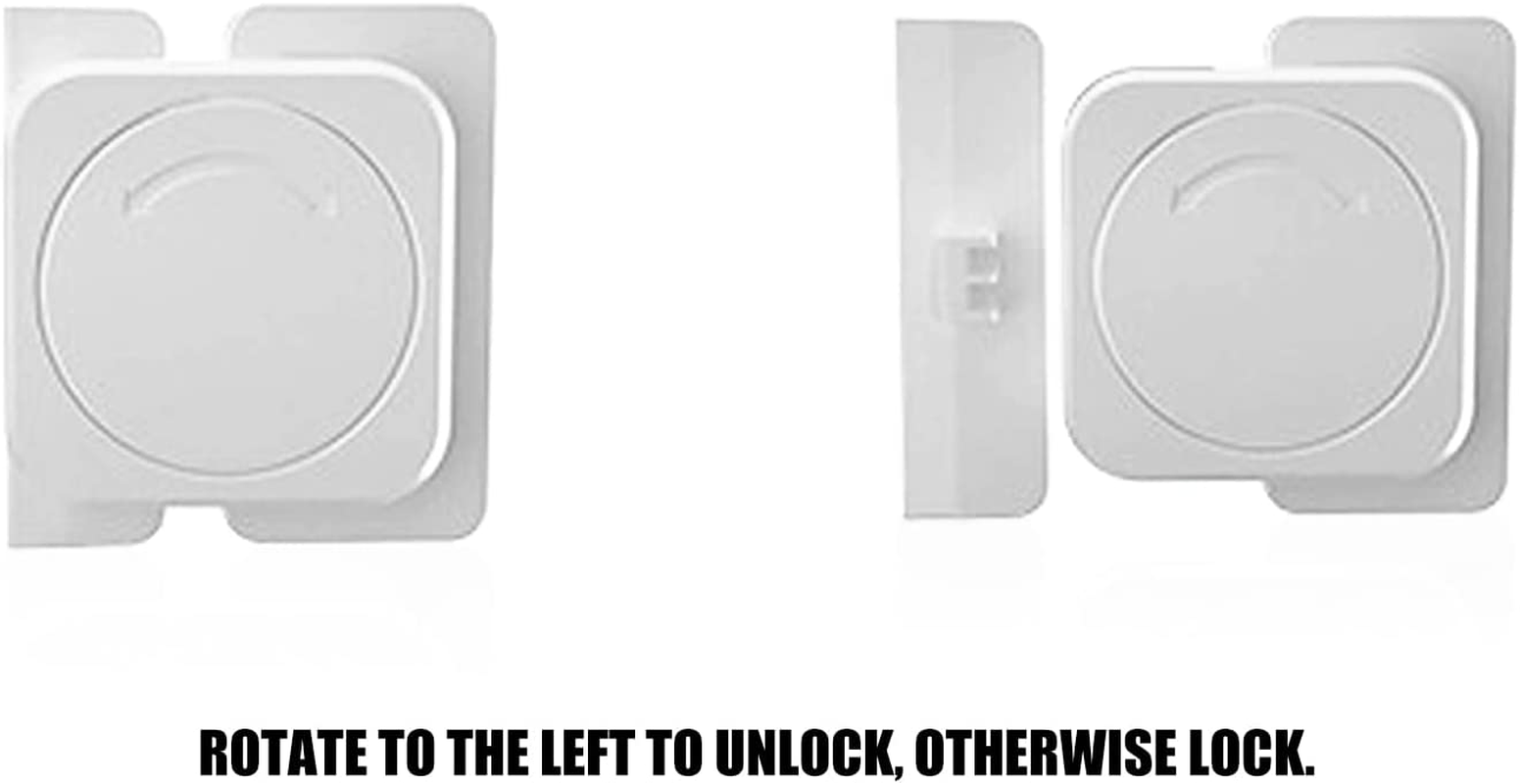 Cabinet Lock Latch - Baby Proofing Cabinet Locks for Child Safety for Cabinet Doors, Fridge, Drawers, Toilet Seat, Dishwasher, Cupboard - No Drilling with Strong Adhesive, 4-Pack, White