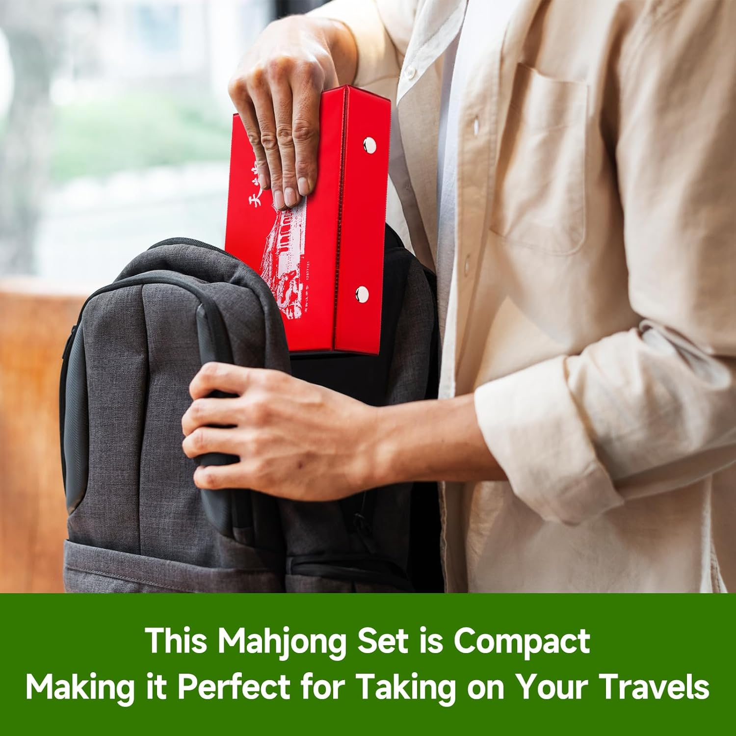 144 Small Chinese Mahjong Set + 2 Blank Melamine Tiles 1.18"(30Mm) Tile with Portable Travel Handbag Complete Mahjong Game Set image number 1